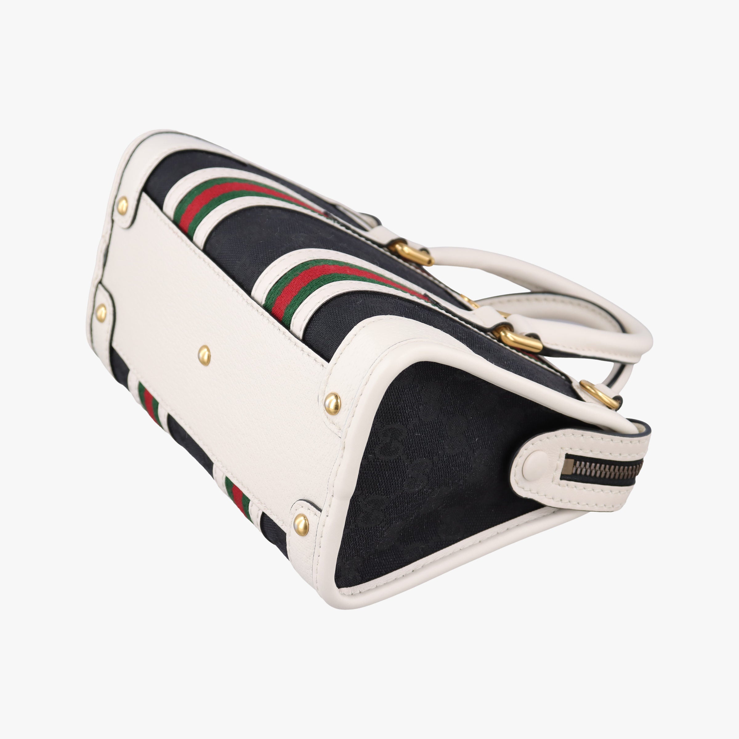Ophidia Black×white canvas×leather 715771 A039114674オフィディア ブラック×ホワイト キャンバス×レザー 715771 A039114674