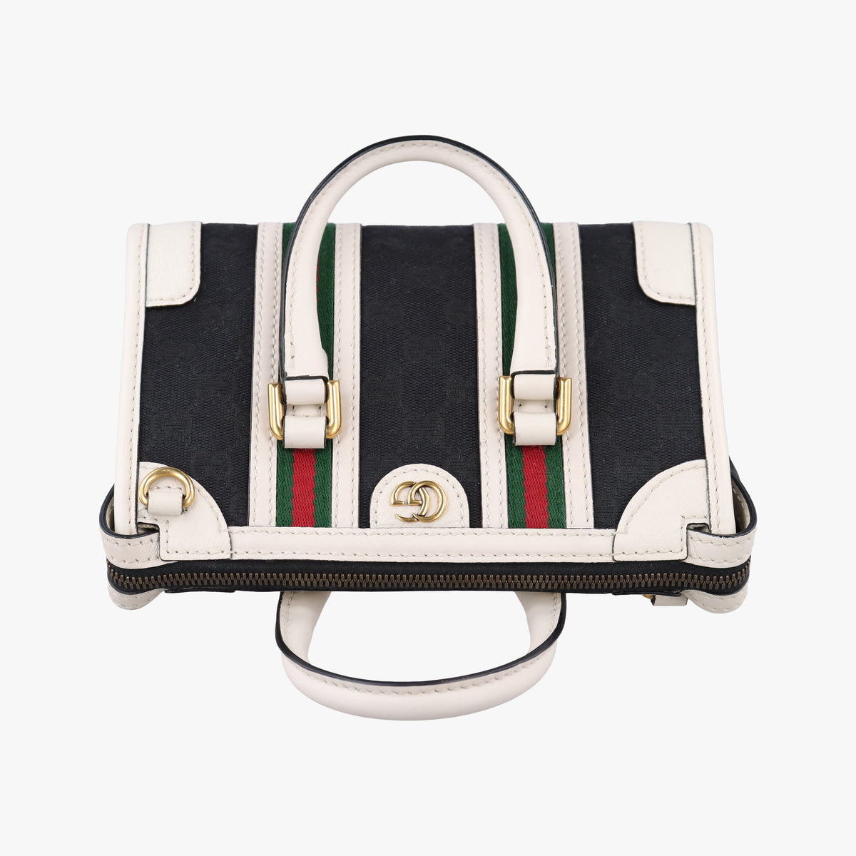 Ophidia Black×white canvas×leather 715771 A039114674オフィディア ブラック×ホワイト キャンバス×レザー 715771 A039114674