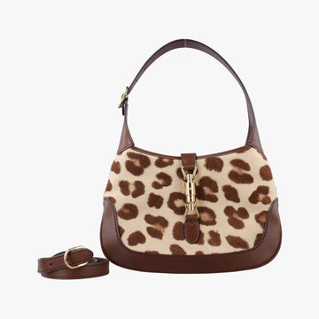 Pre-owned Gucci Jackie 1961 Brown × Beige ponyhair×leather 636706 shoulderbag | stylenewstar