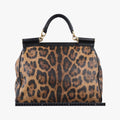 Pre-owned Dolce & Gabbana SICILY Leopard Brown PVC coated canvas  shoulderbag | stylenewstar