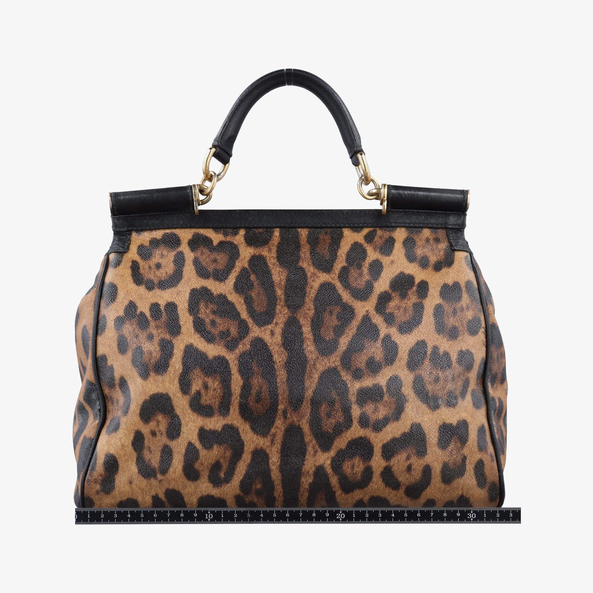Pre-owned Dolce & Gabbana SICILY Leopard Brown PVC coated canvas  shoulderbag | stylenewstar