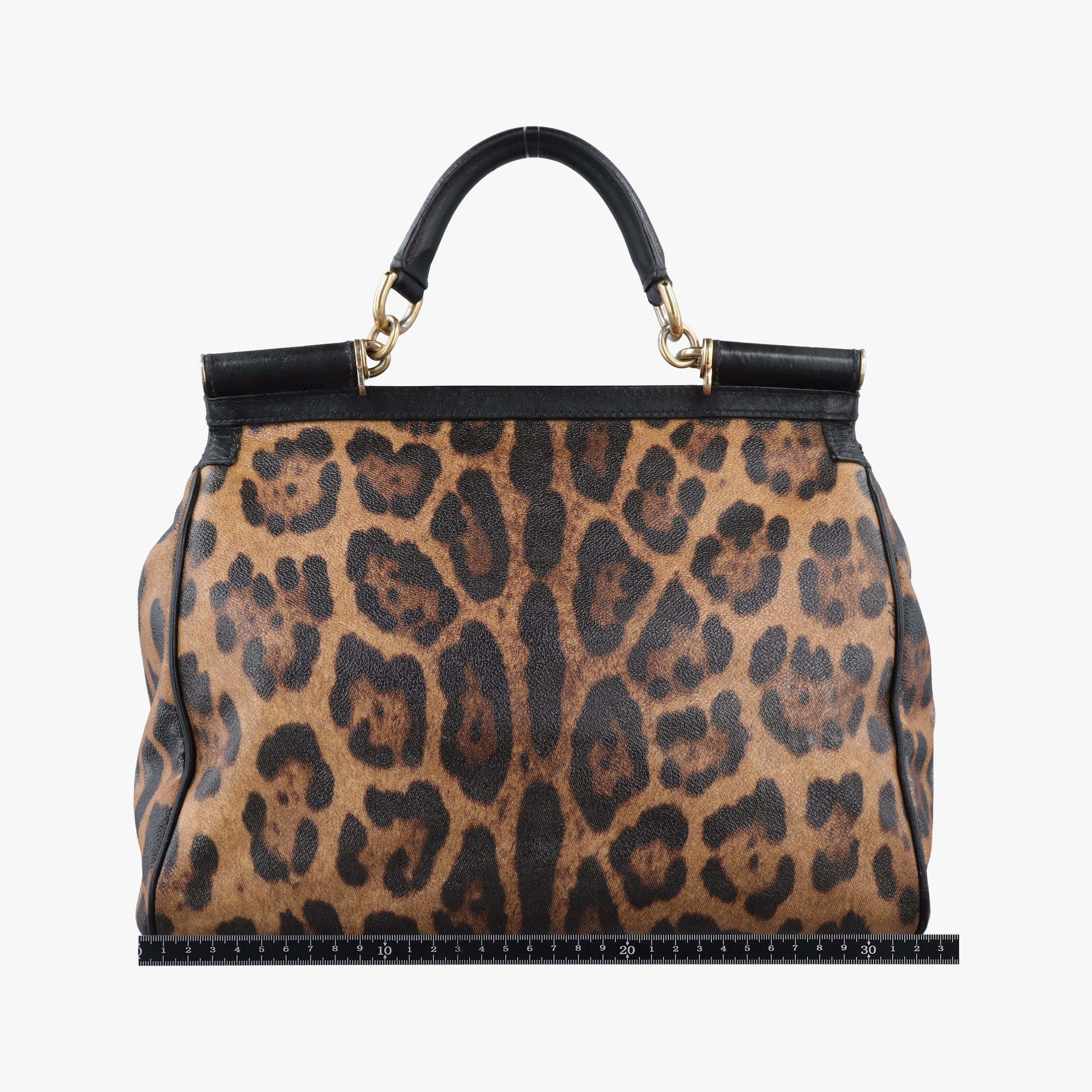 Pre-owned Dolce & Gabbana SICILY Leopard Brown PVC coated canvas  shoulderbag | stylenewstar