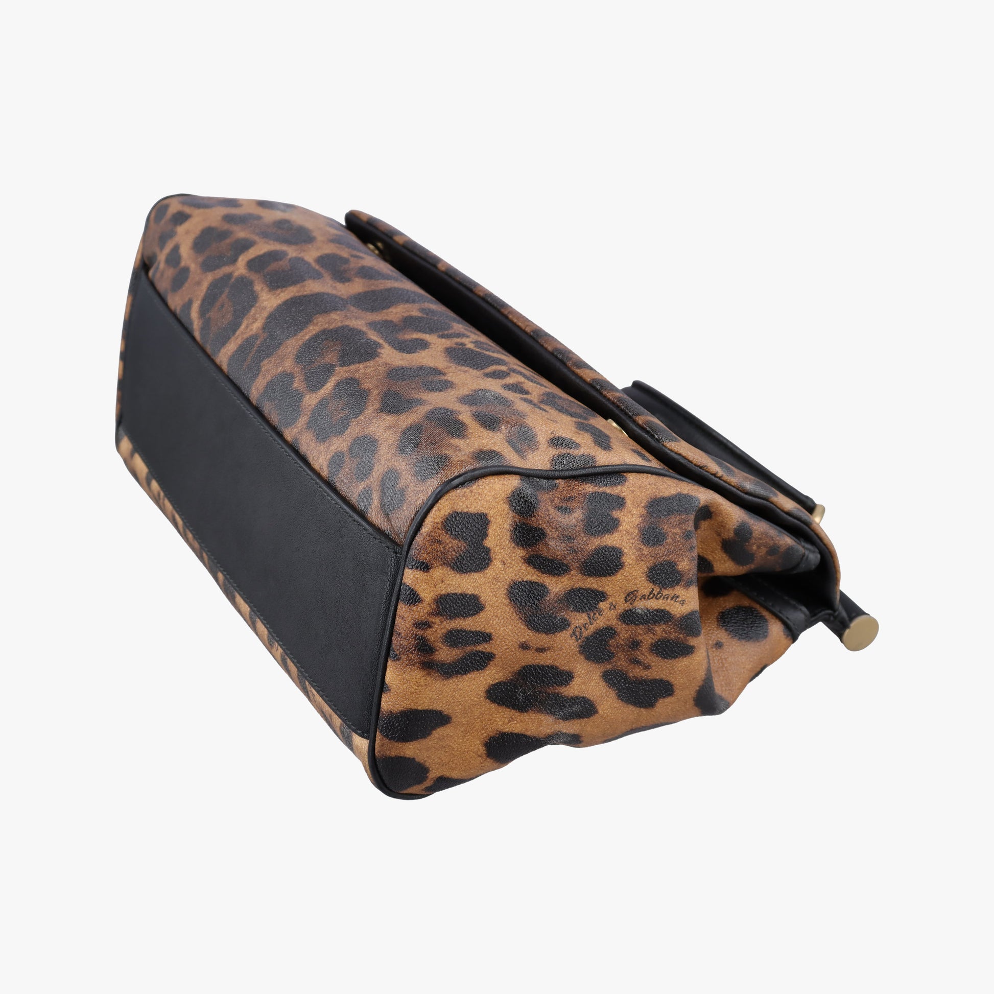 Pre-owned Dolce & Gabbana SICILY Leopard Brown PVC coated canvas  shoulderbag | stylenewstar