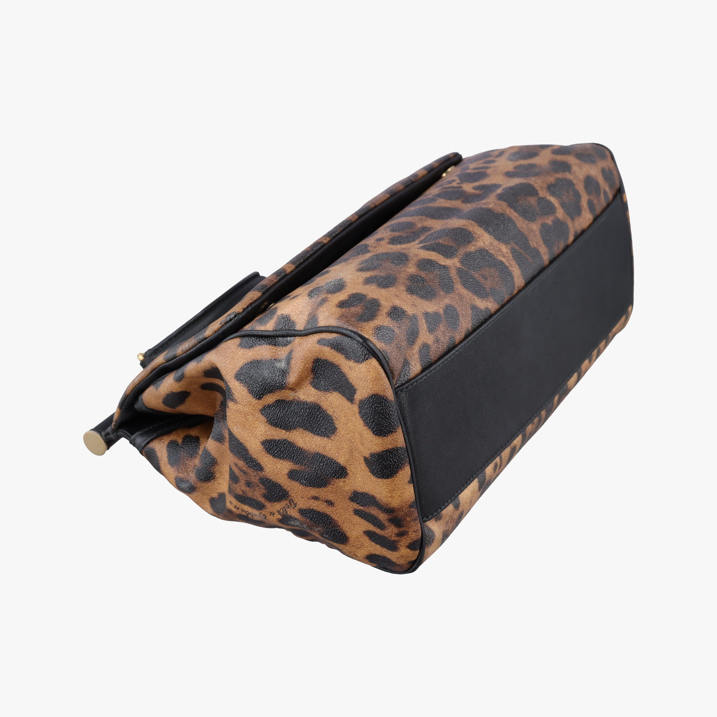 Pre-owned Dolce & Gabbana SICILY Leopard Brown PVC coated canvas  shoulderbag | stylenewstar