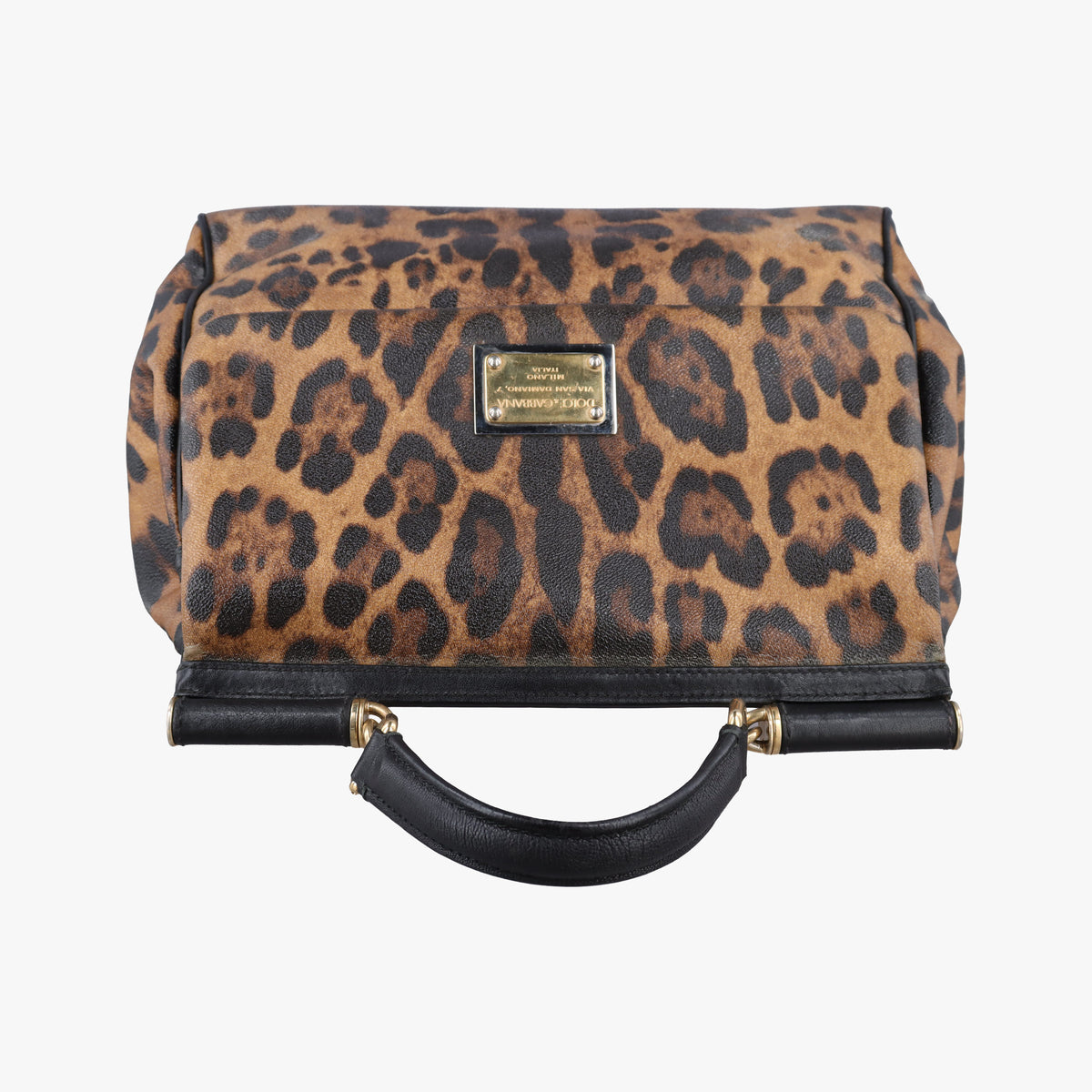 Pre-owned Dolce & Gabbana SICILY Leopard Brown PVC coated canvas  shoulderbag | stylenewstar