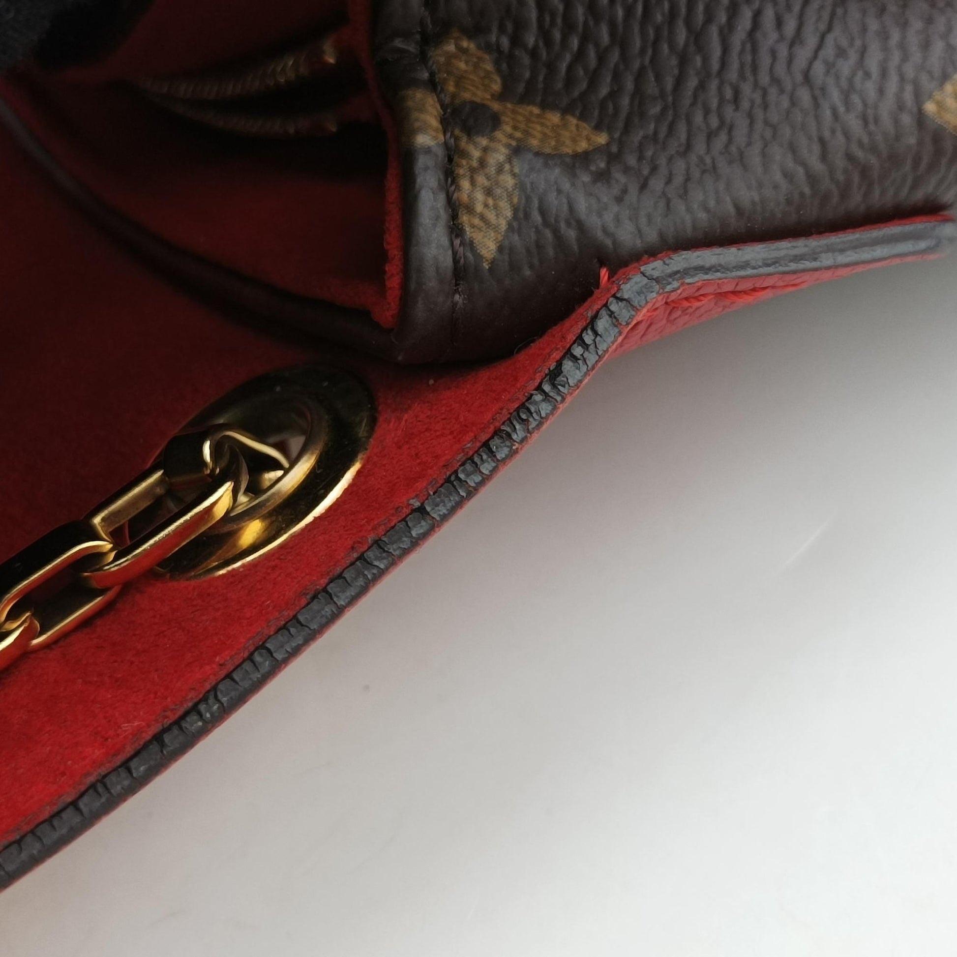 PALLAS Chain Brown×CERISE Monogram Canvas×calf leather M41201 Lot number unknownパラス チェーン モノグラム/ブラウン×スリーズ モノグラムキャンバス×カーフレザー M41201 製番不明