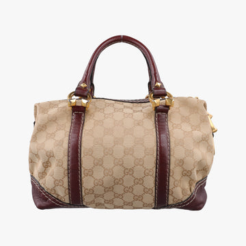 Pre-owned Gucci Sukey Beige × Brownish Red GG canvas×leatherGG 189893 handbag | stylenewstar