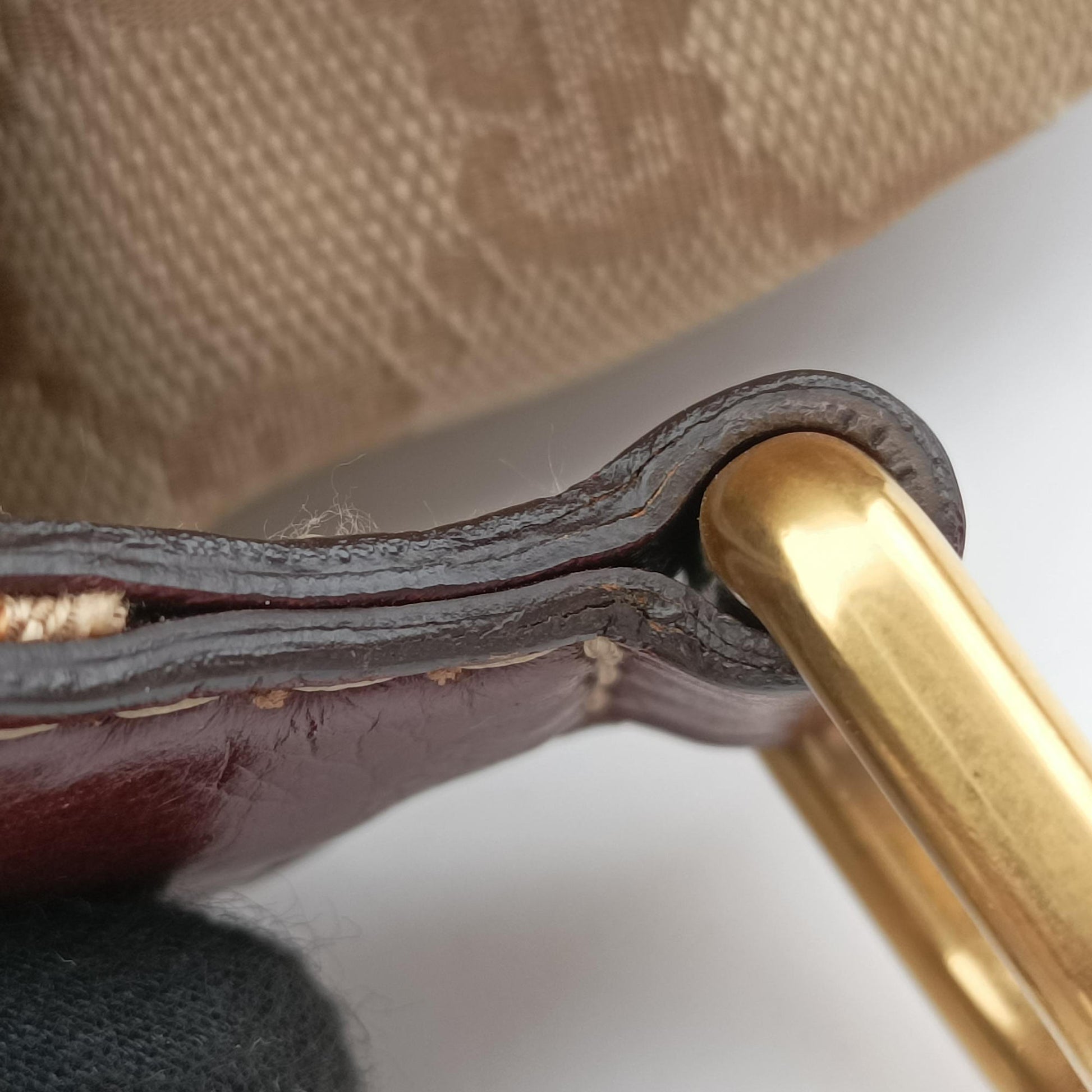 Pre-owned Gucci Sukey Beige × Brownish Red GG canvas×leatherGG 189893 handbag | stylenewstar