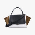 Pre-owned Celine Trapeze Black × White × Brown Suede × leather  shoulderbag | stylenewstar