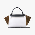 Pre-owned Celine Trapeze Black × White × Brown Suede × leather  shoulderbag | stylenewstar