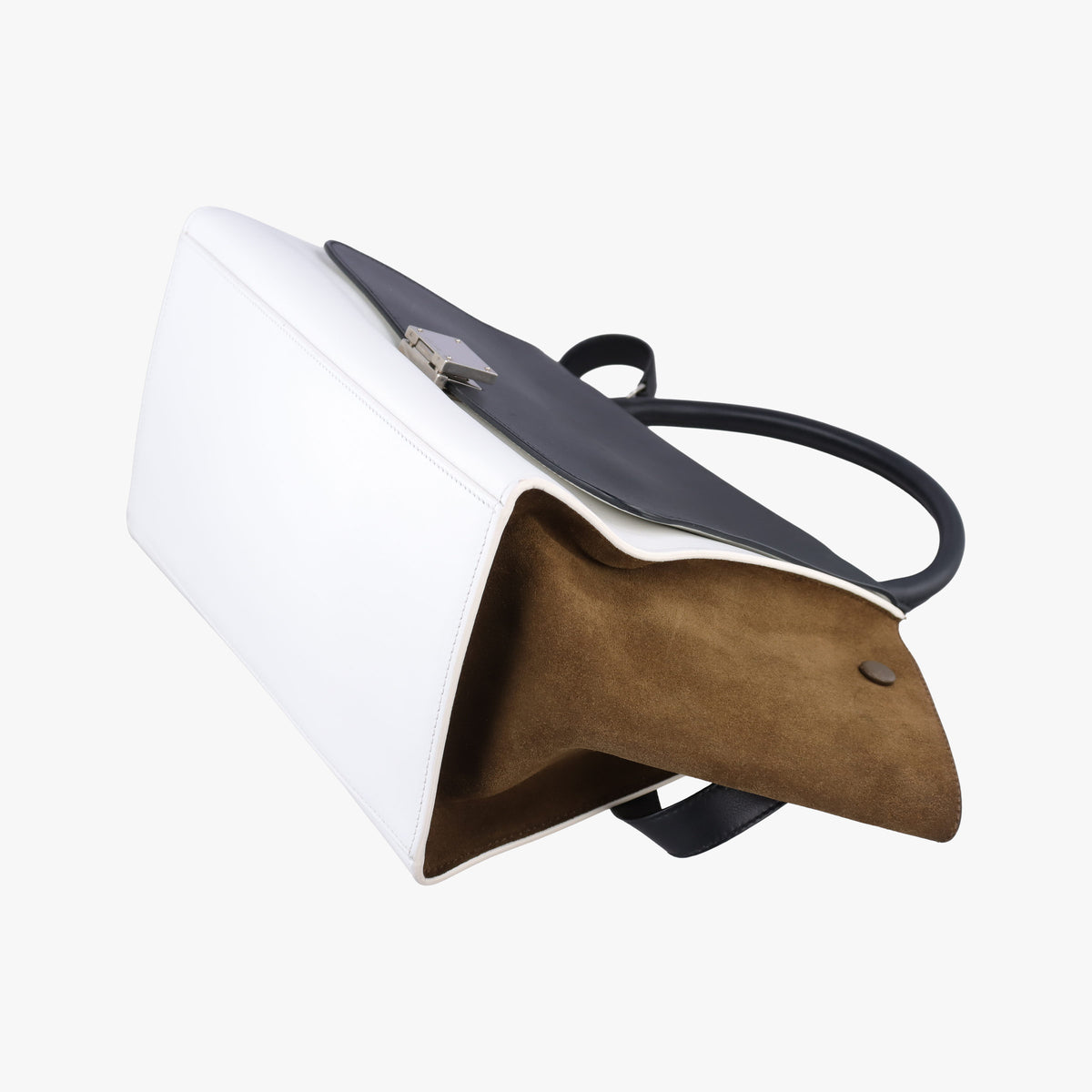 Pre-owned Celine Trapeze Black × White × Brown Suede × leather  shoulderbag | stylenewstar