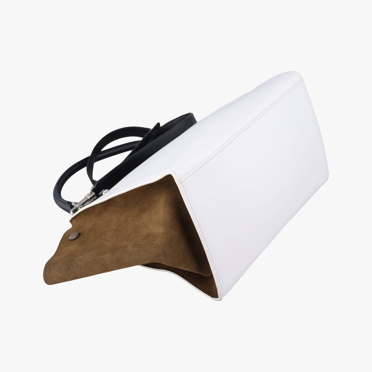 Pre-owned Celine Trapeze Black × White × Brown Suede × leather  shoulderbag | stylenewstar