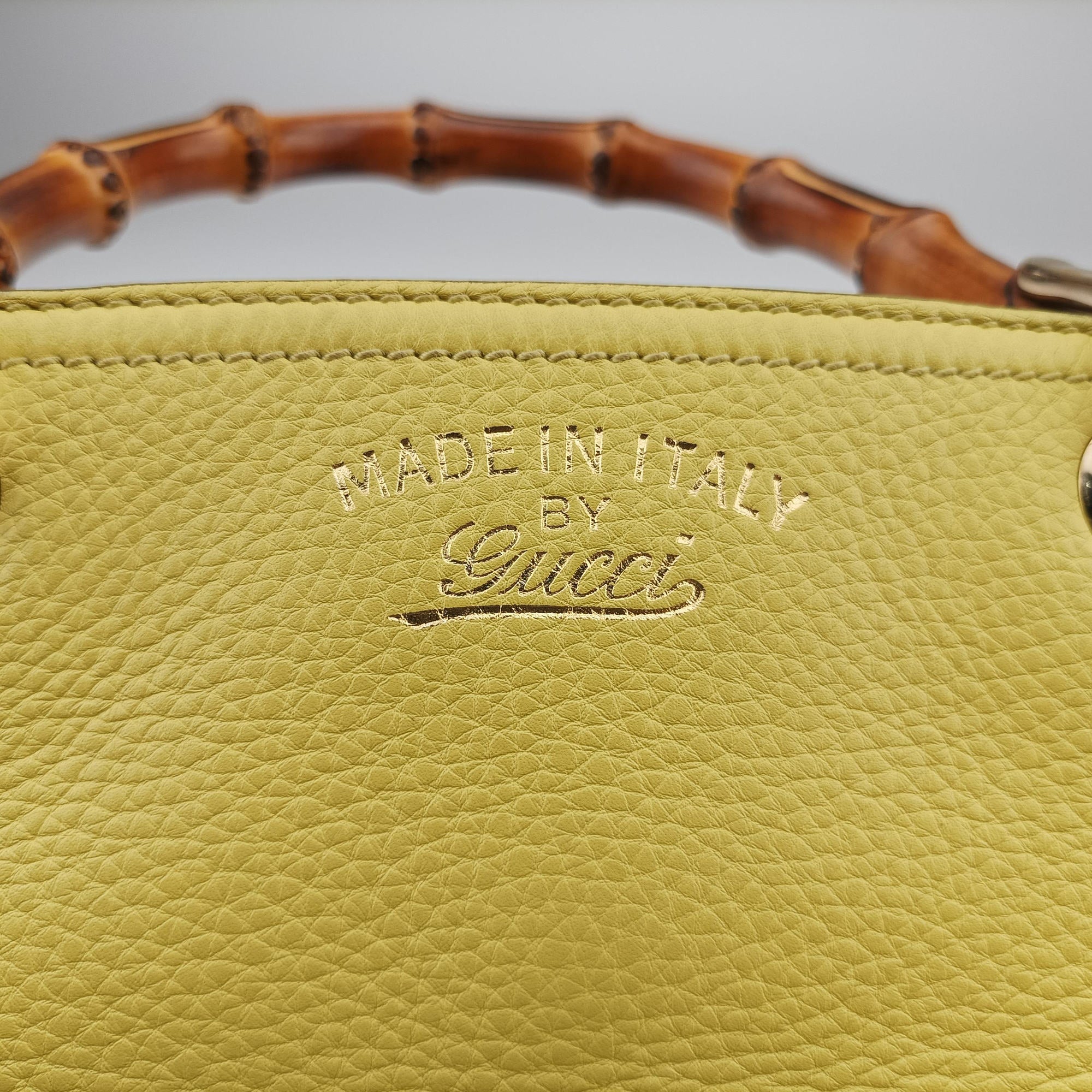 Pre-owned Gucci Bamboo Shopper Yellow Leather 336032 shoulderbag | stylenewstar