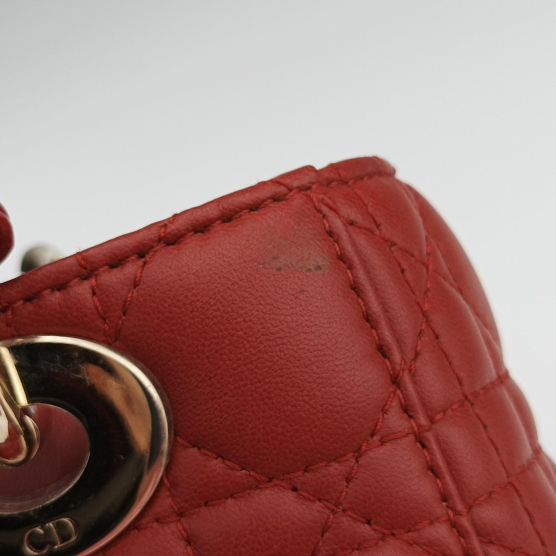 Lady Dior Red lambskin 29-MA-1107レディディオール レッド ラムスキン 29-MA-1107