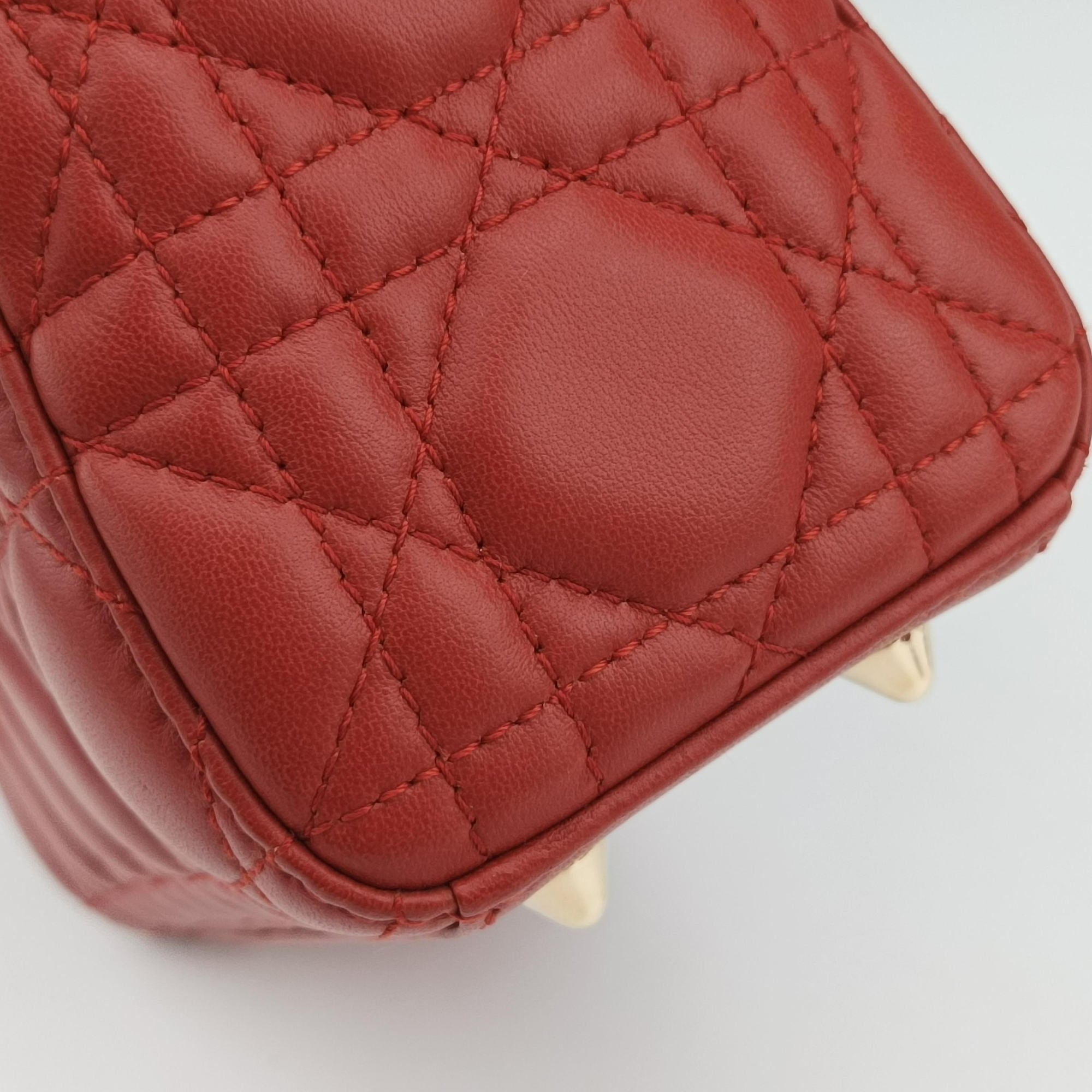 Lady Dior Red lambskin 29-MA-1107レディディオール レッド ラムスキン 29-MA-1107