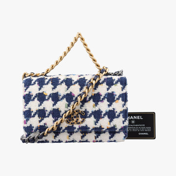 Chanel 19 WOC Houndstooth White × Navy fabric AP0957 31002556シャネル19 フラップ 千鳥格子 ホワイト×ネイビー ファブリック AP0957 31002556
