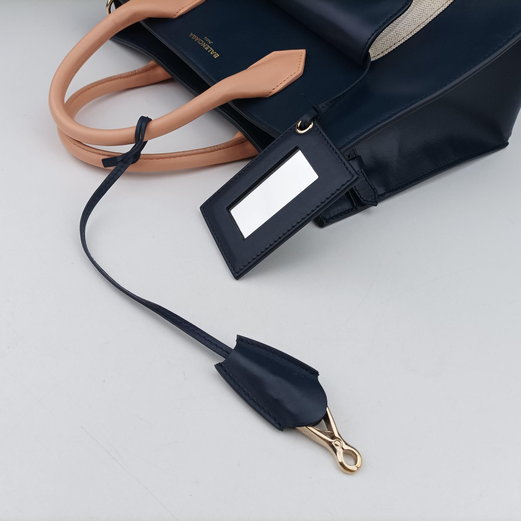 Padlock Navy × Pink × Beige Leather × Canvas 347936.4080.F.1669パッドロック ネイビー × ピンク × ベージュ レザー × キャンバス 347936.4080.F.1669