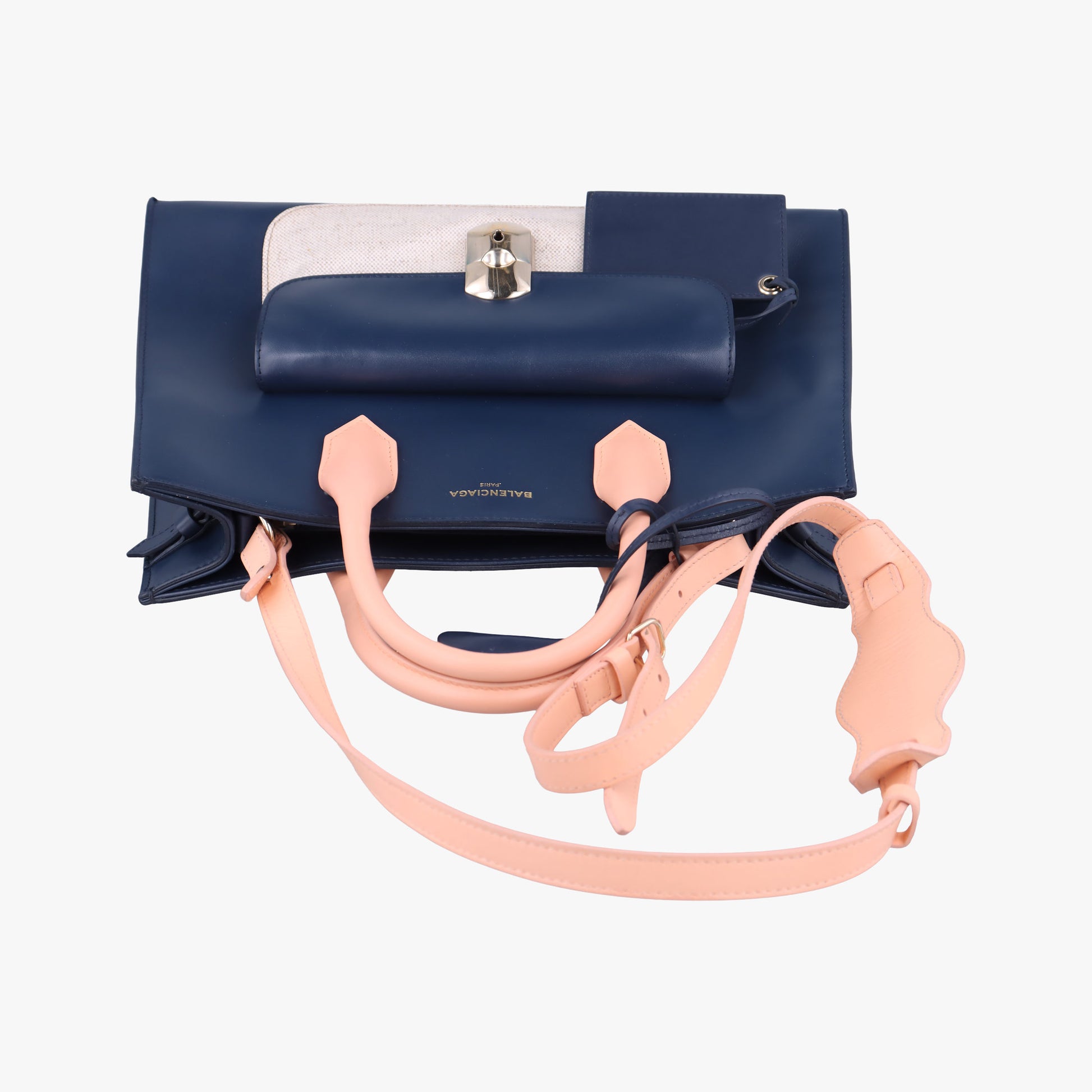 Padlock Navy × Pink × Beige Leather × Canvas 347936.4080.F.1669パッドロック ネイビー × ピンク × ベージュ レザー × キャンバス 347936.4080.F.1669