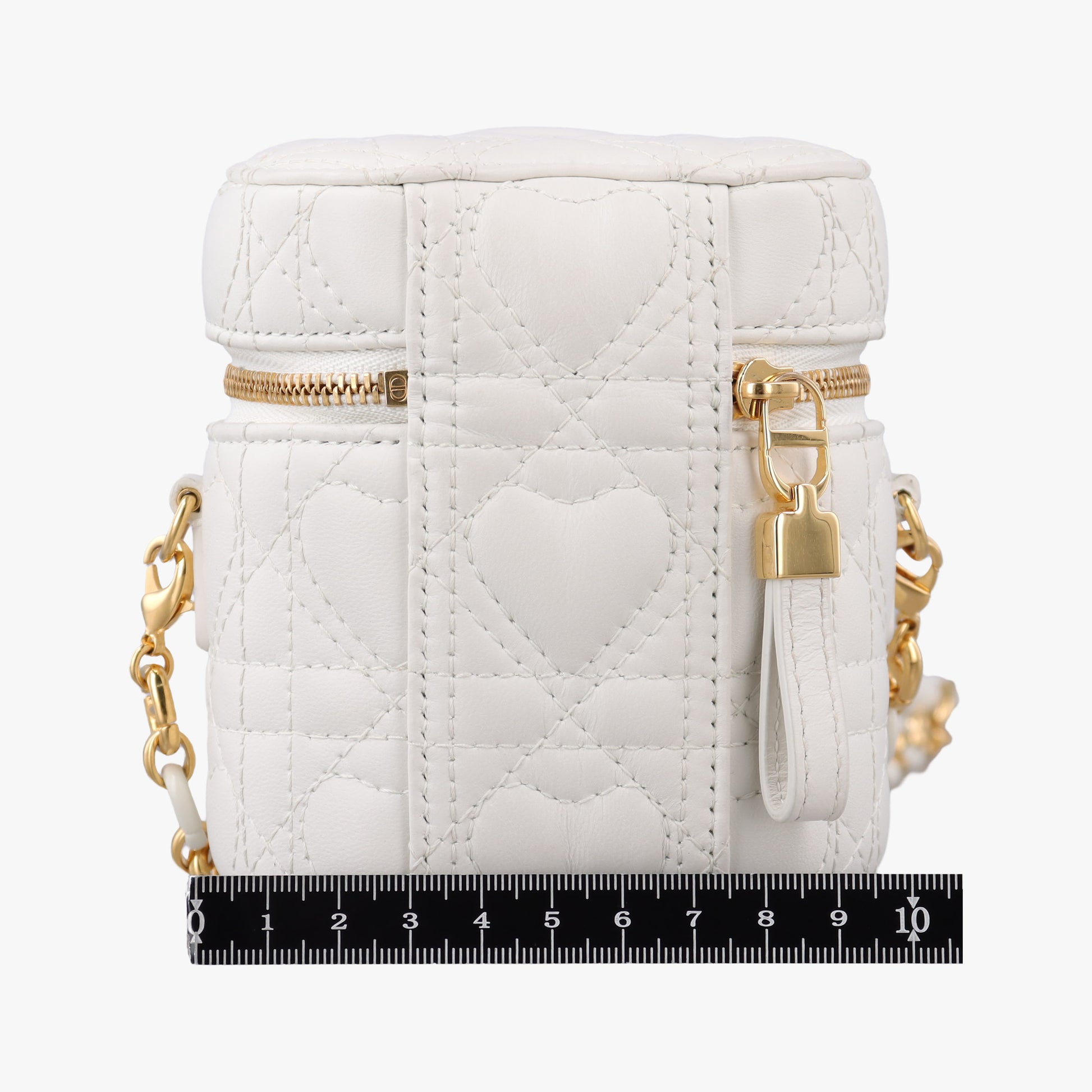 Dioramour Dior Caro Heart Micro Vanity Case White Lambskin 56-MA-0234ディオールアムール ディオール カロ ハート マイクロヴァニティ ホワイト ラムスキン 56-MA-0234