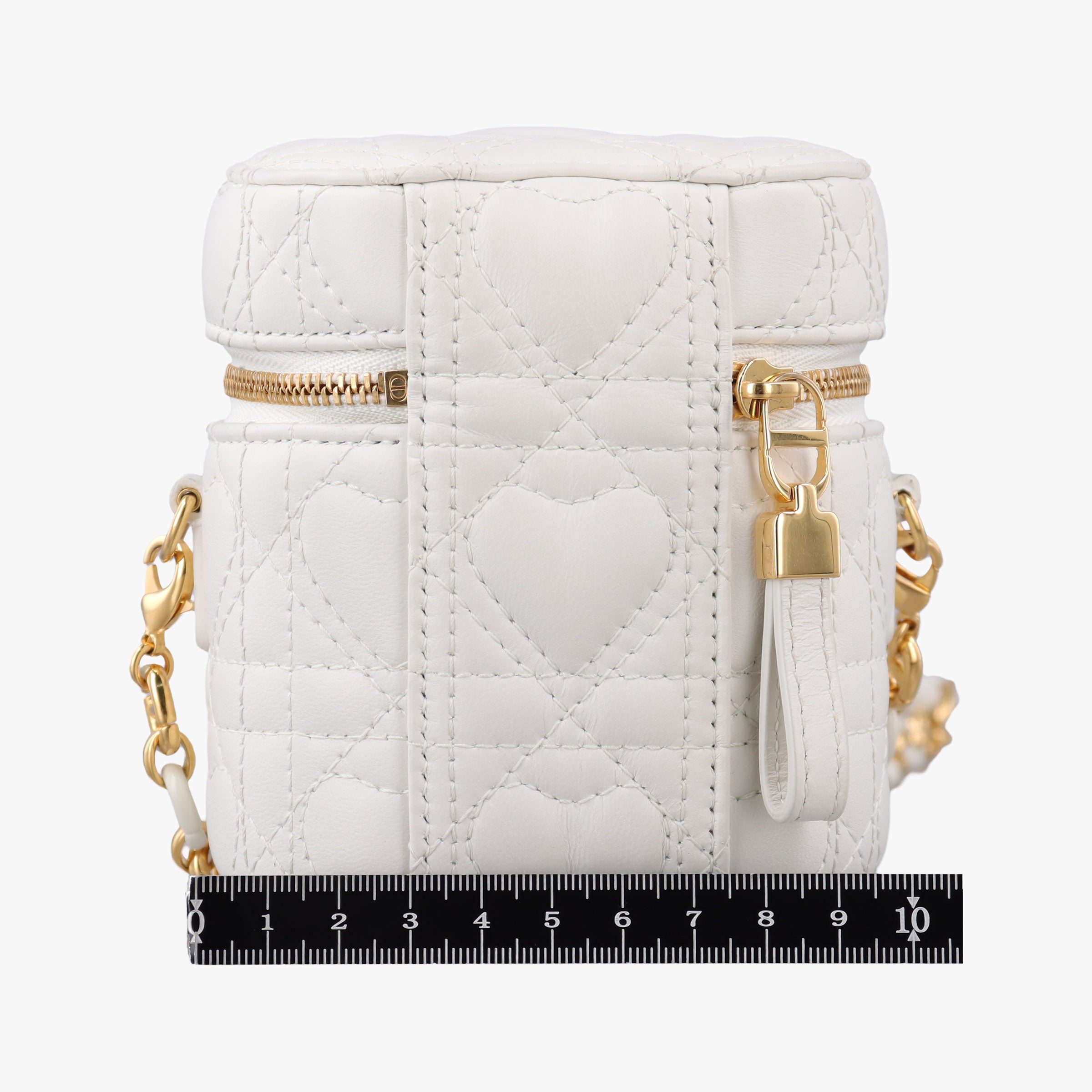 Dioramour Dior Caro Heart Micro Vanity Case White Lambskin 56-MA-0234ディオールアムール ディオール カロ ハート マイクロヴァニティ ホワイト ラムスキン 56-MA-0234