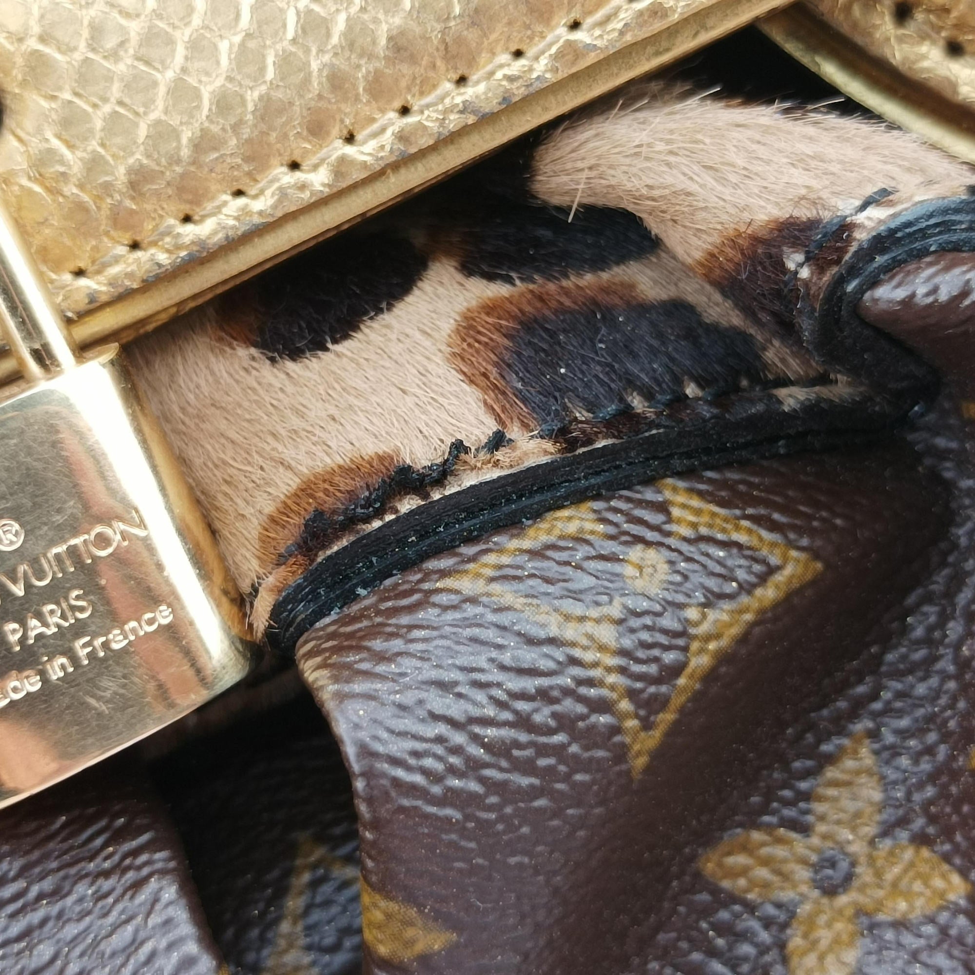 Secondhand Louis Vuitton Leopard steamer bag Brown x Multi Monogram Canvas x ponyhair  shoulderbag | stylenewstar