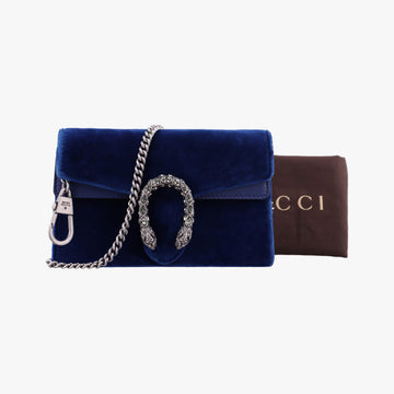 Pre-owned Gucci Dionysus Blue velour 476432 shoulderbag | stylenewstar
