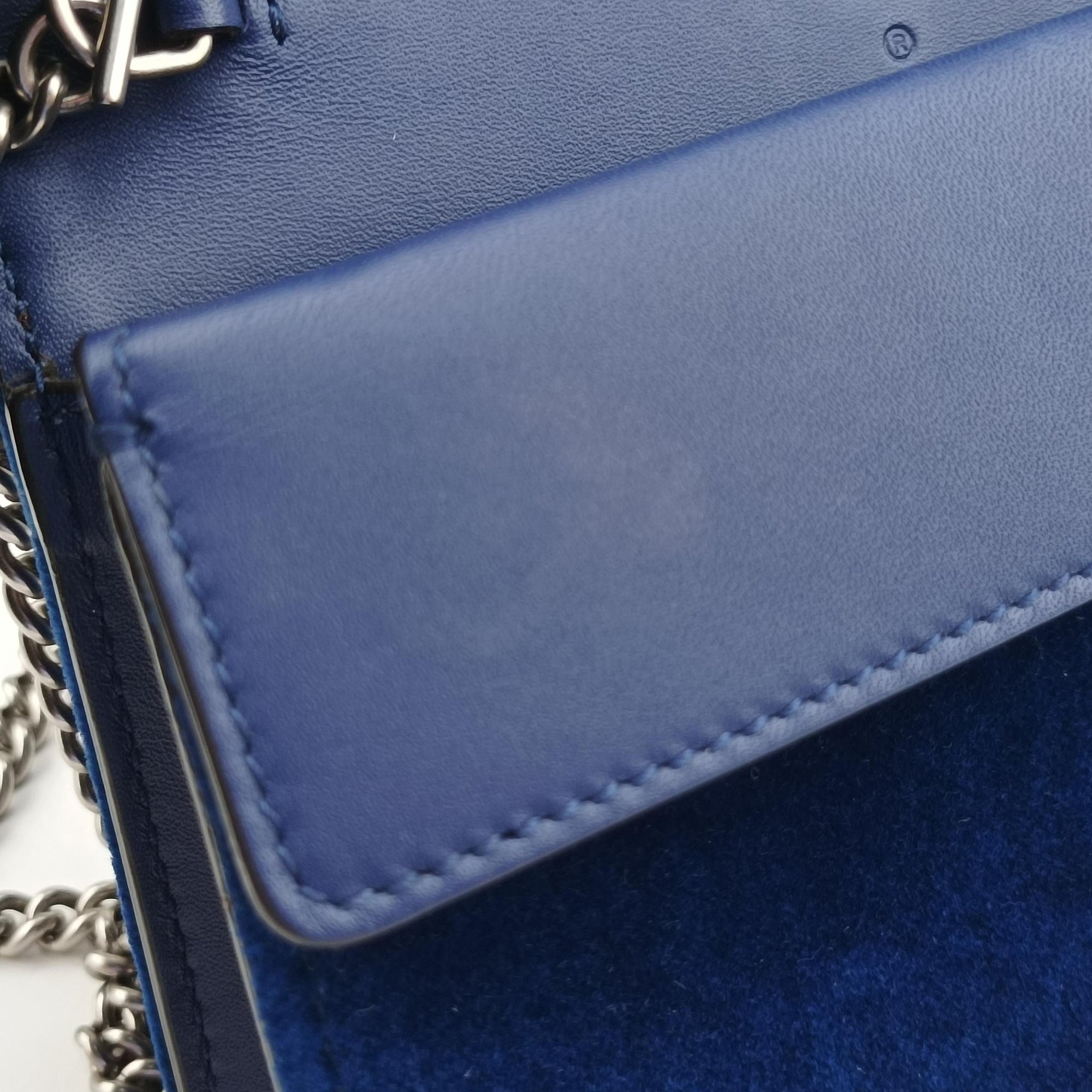 Pre-owned Gucci Dionysus Blue velour 476432 shoulderbag | stylenewstar