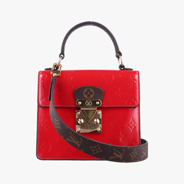 Pre-owned Louis Vuitton Spring street PM Scarlet Red Vernis×Leather×Monogram Canvas M90505 shoulderbag | stylenewstar
