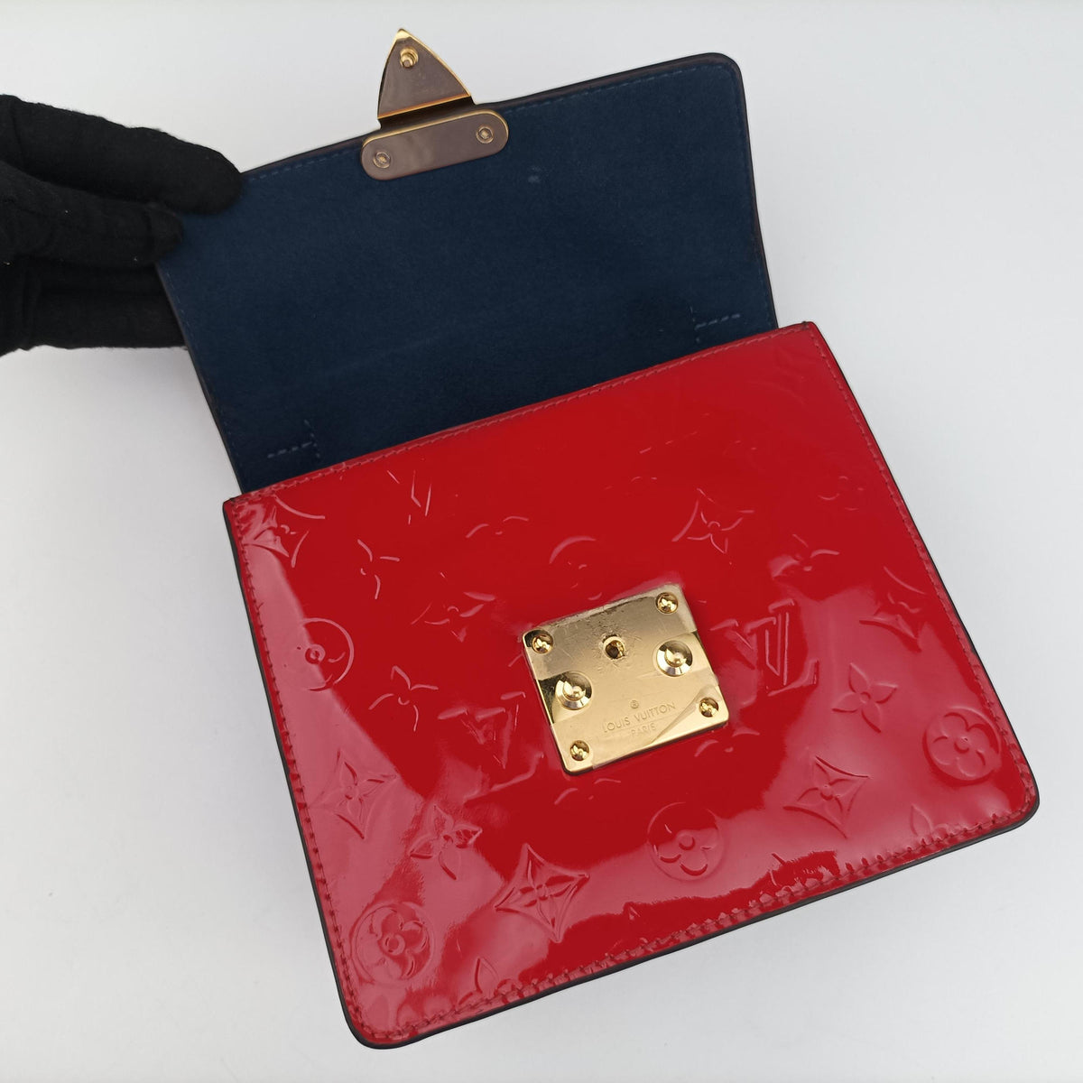 Pre-owned Louis Vuitton Spring street PM Scarlet Red Vernis×Leather×Monogram Canvas M90505 shoulderbag | stylenewstar