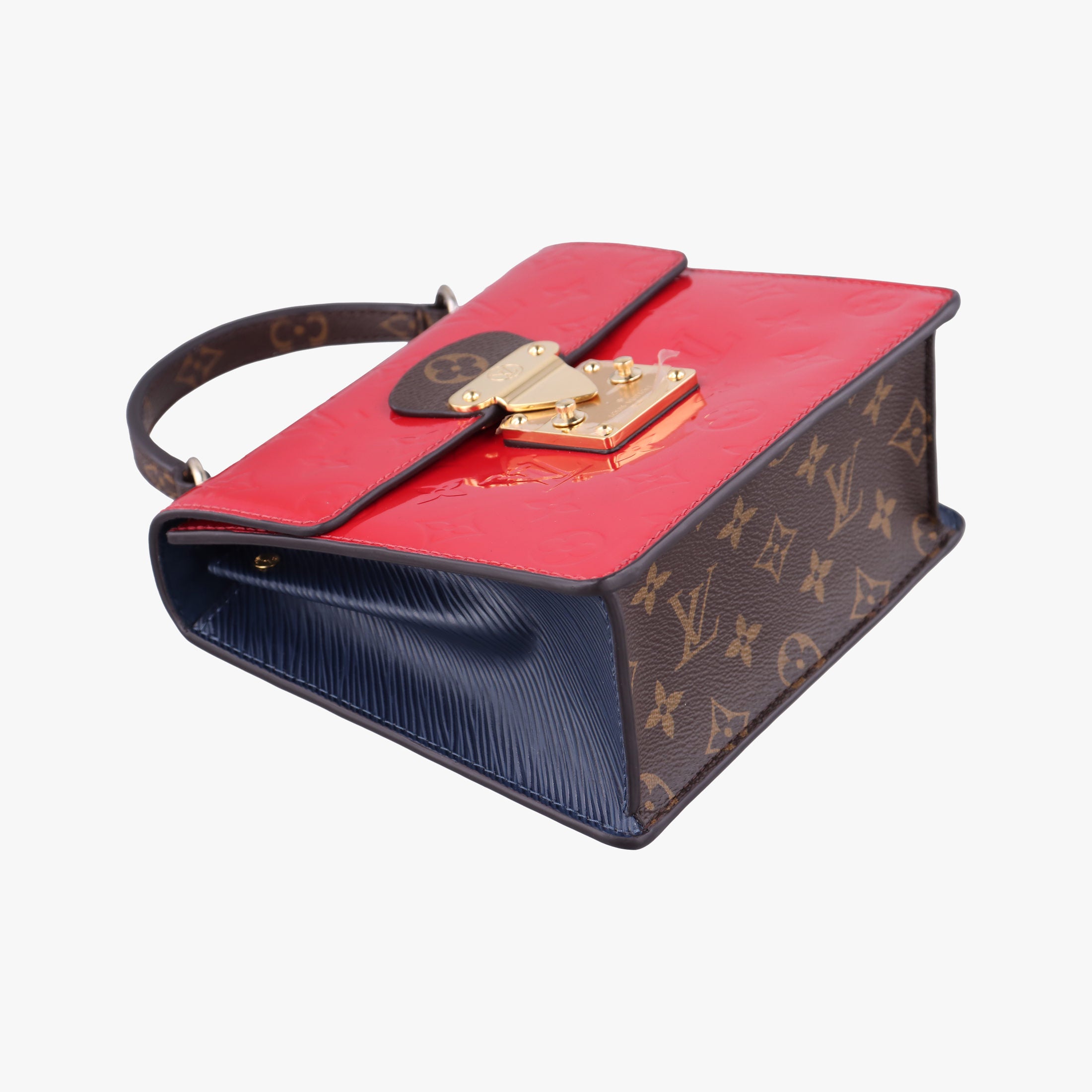 Pre-owned Louis Vuitton Spring street PM Scarlet Red Vernis×Leather×Monogram Canvas M90505 shoulderbag | stylenewstar
