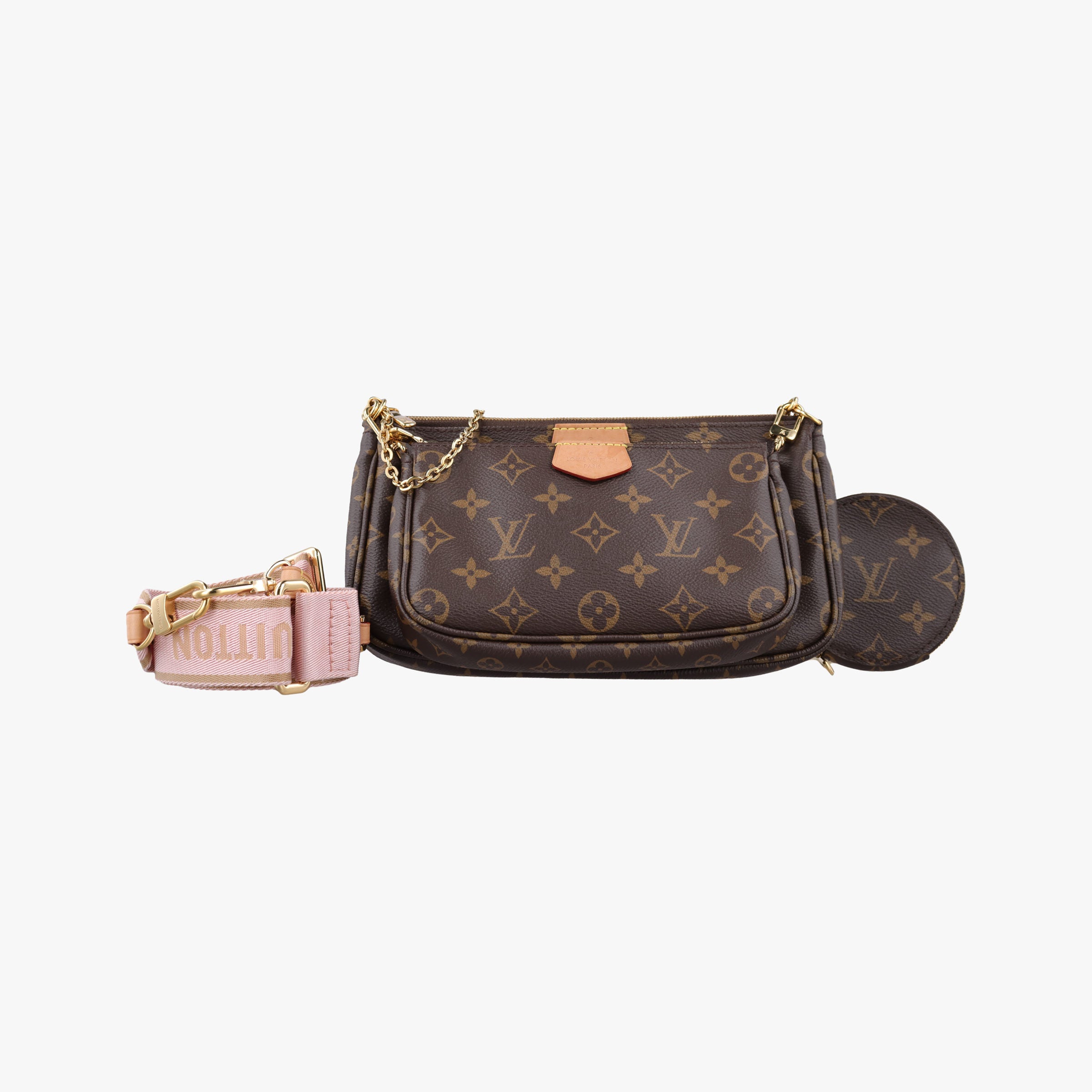MULTI POCHETTE ACCESSOIRES MARRON×ROSE CLAIRE Monogram Canvas M44840 IC Chipミュルティポシェットアクセソワール マロン×ローズ クレール モノグラムキャンバス M44840 ICチップ
