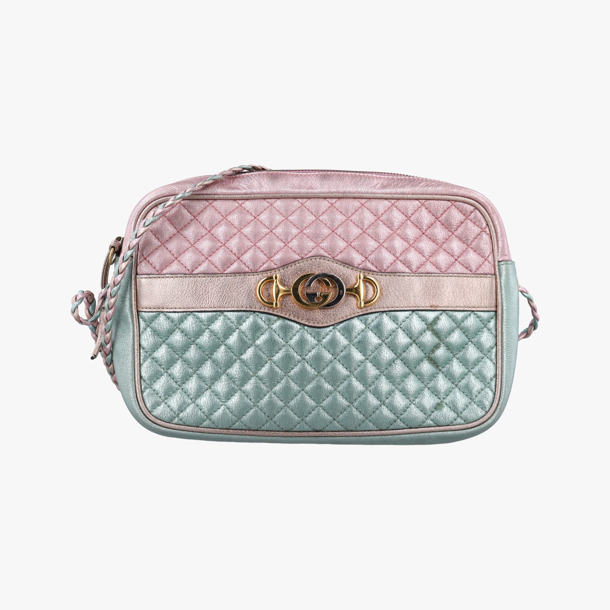 Trapuntata Camera Zumi pink×green×multi Leather 541061 B025976597トラプンタータ カメラ ラミネート ピンク×グリーン×マルチ レザー 541061 B025976597