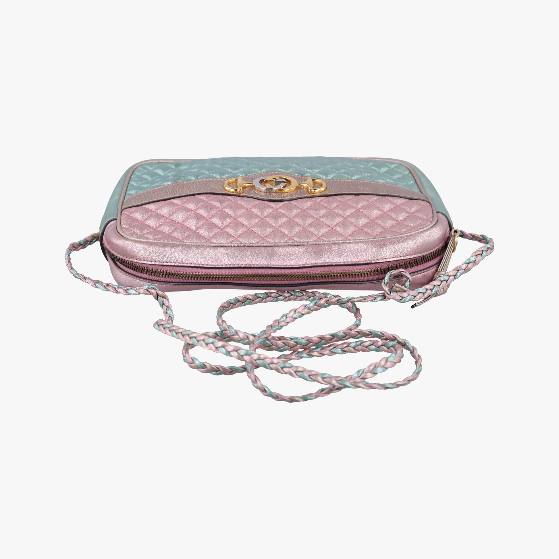 Trapuntata Camera Zumi pink×green×multi Leather 541061 B025976597トラプンタータ カメラ ラミネート ピンク×グリーン×マルチ レザー 541061 B025976597
