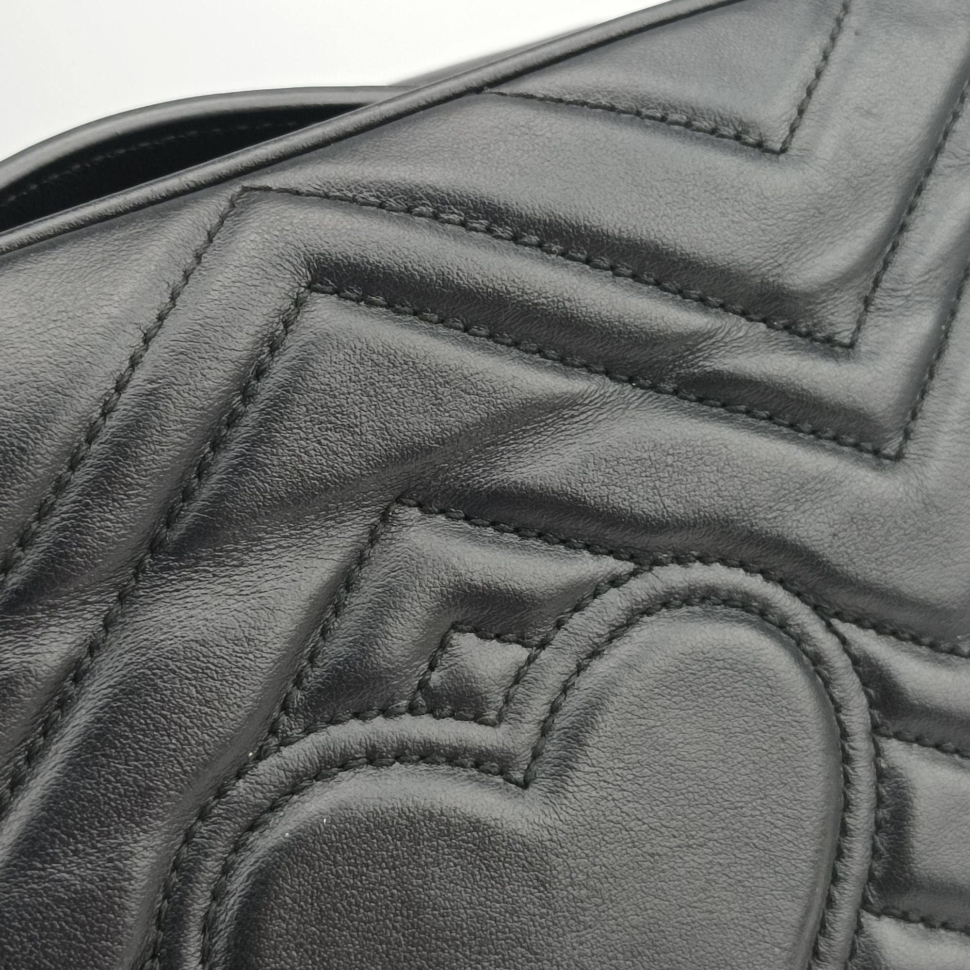Vintage Gucci GG Marmont Black Leather 498100 shoulderbag | stylenewstar
