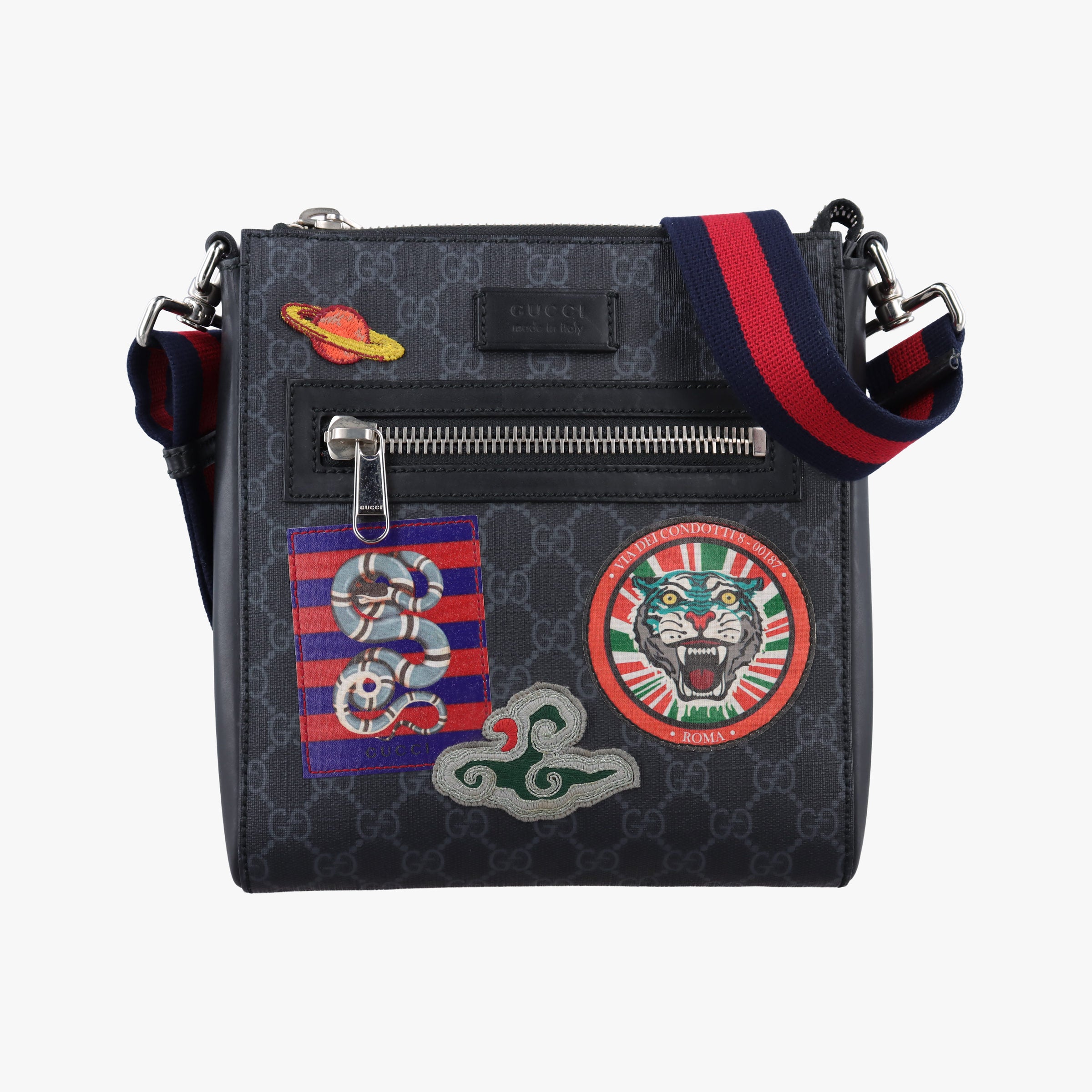 GG Supreme Courrier Messenger Black×Multicolour PVC coated canvas×Leather 547751 C026861426GGスプリーム クーリエ メッセンジャー ブラック×マルチカラー PVCコーティングキャンバス×レザー 547751 C026861426
