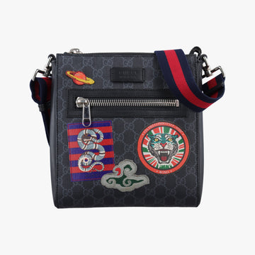 GG Supreme Courrier Messenger Black×Multicolour PVC coated canvas×Leather 547751 C026861426GGスプリーム クーリエ メッセンジャー ブラック×マルチカラー PVCコーティングキャンバス×レザー 547751 C026861426