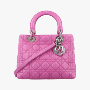 Pre-owned Christian Dior Lady Dior Pink lambskin  shoulderbag | stylenewstar