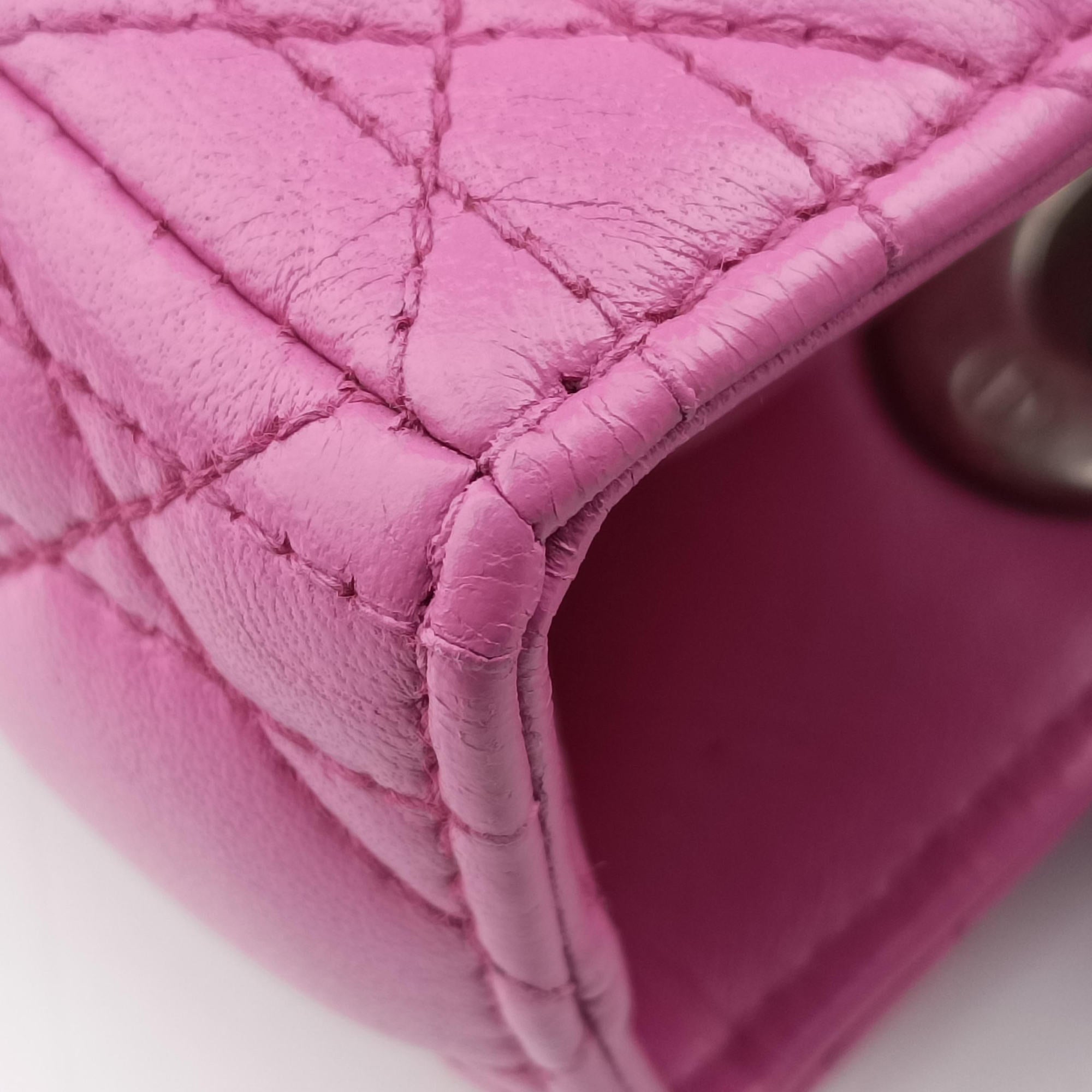 Pre-owned Christian Dior Lady Dior Pink lambskin  shoulderbag | stylenewstar