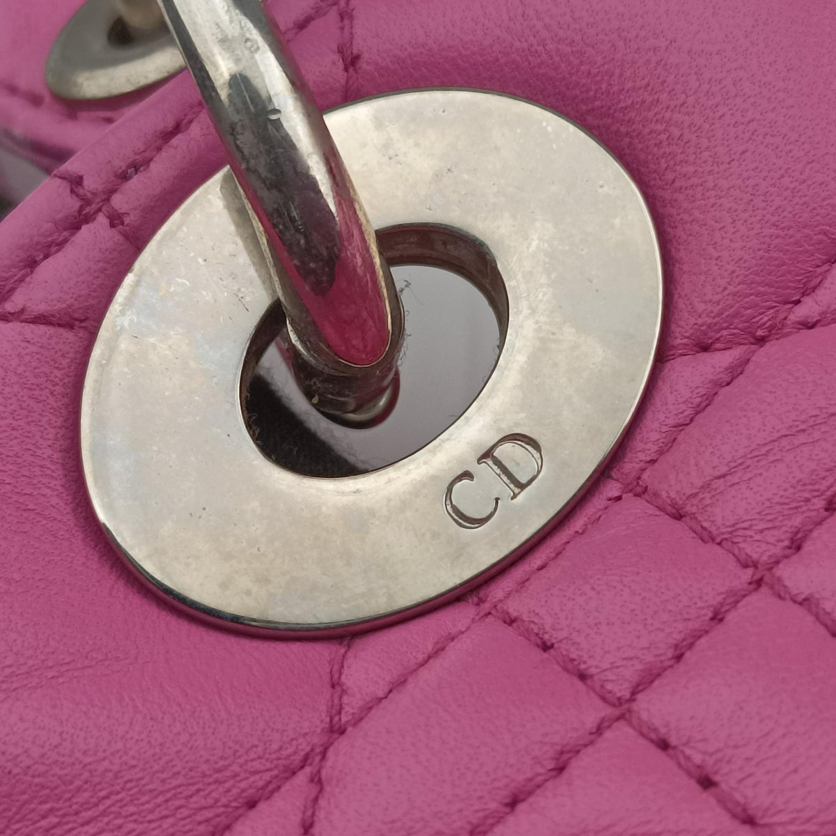 Pre-owned Christian Dior Lady Dior Pink lambskin  shoulderbag | stylenewstar