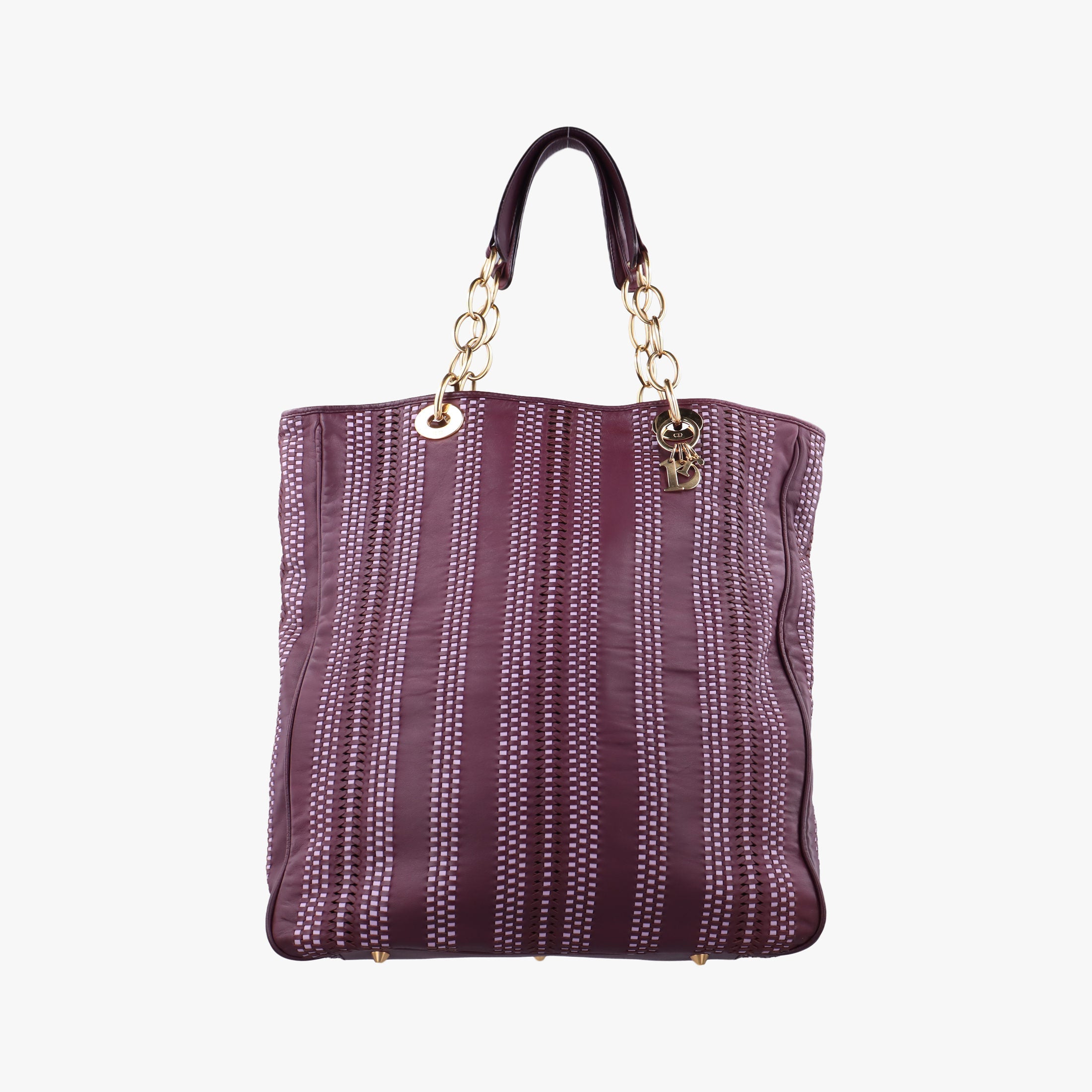 Pre-owned Christian Dior Soft Lady Dior Tote Purple Leather  handbag | stylenewstar