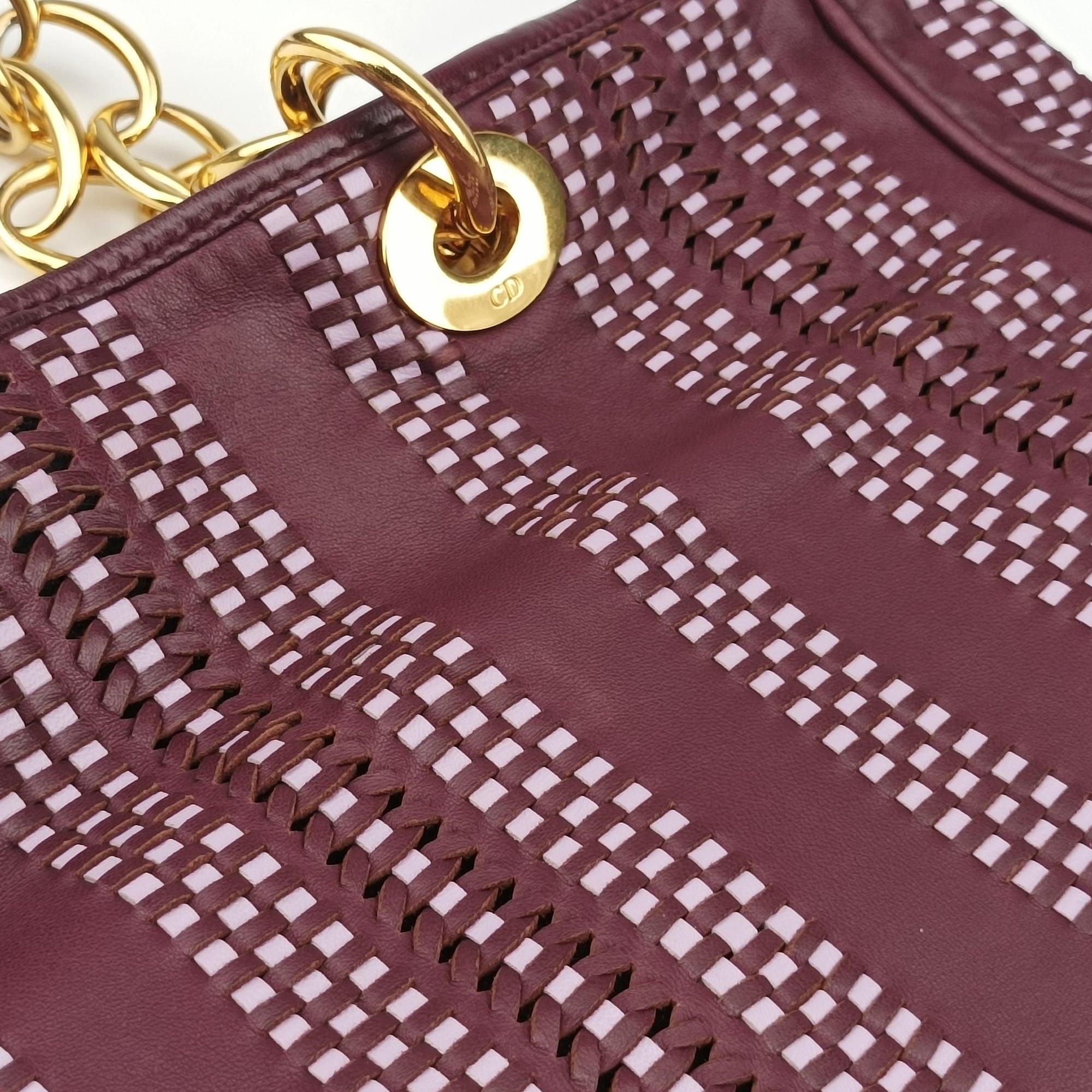 Pre-owned Christian Dior Soft Lady Dior Tote Purple Leather  handbag | stylenewstar