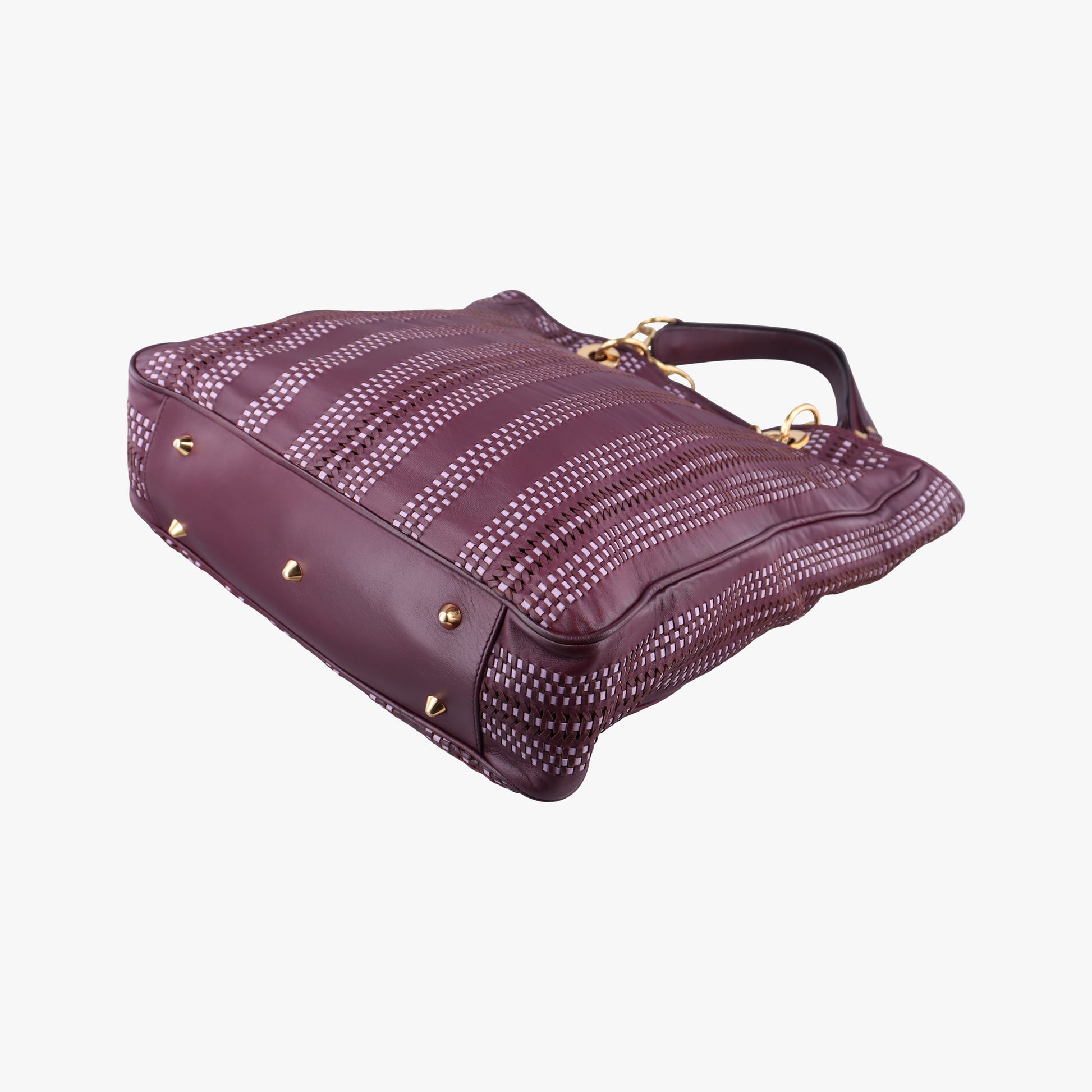 Pre-owned Christian Dior Soft Lady Dior Tote Purple Leather  handbag | stylenewstar