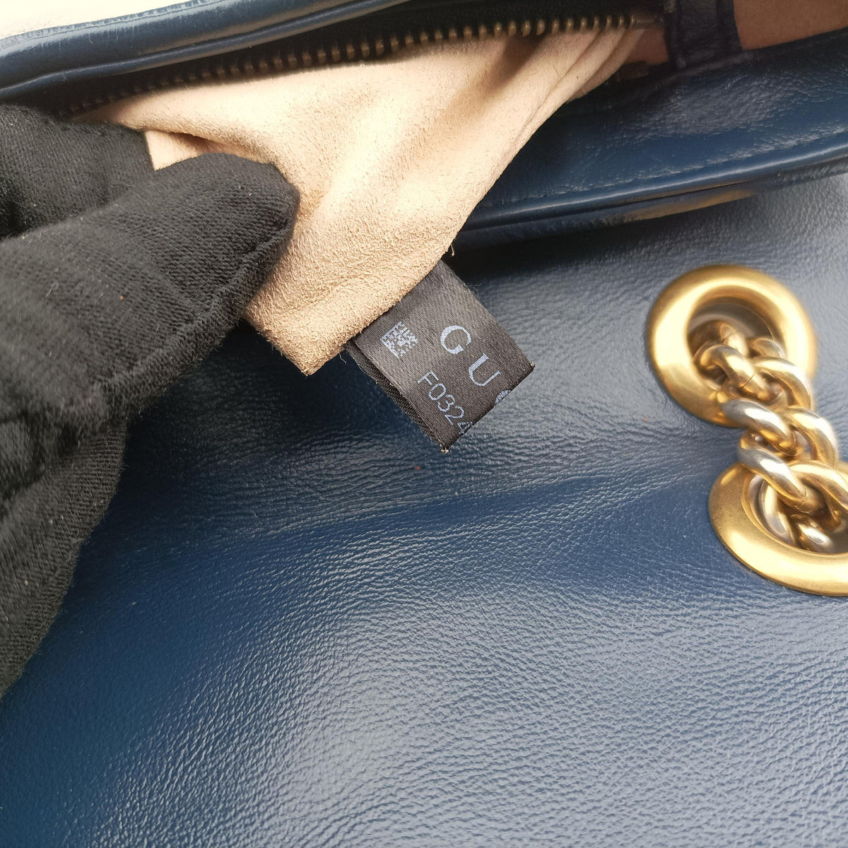 GG Marmont White×navy Leather 443497 F032499445GGマーモント ホワイト×ネイビー レザー 443497 F032499445
