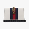 Pre-owned Gucci Sylvie Ivory×Navy×Red Leather 494646 shoulderbag | stylenewstar