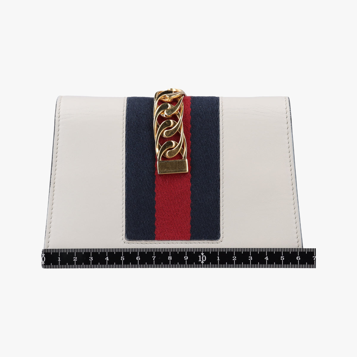 Pre-owned Gucci Sylvie Ivory×Navy×Red Leather 494646 shoulderbag | stylenewstar
