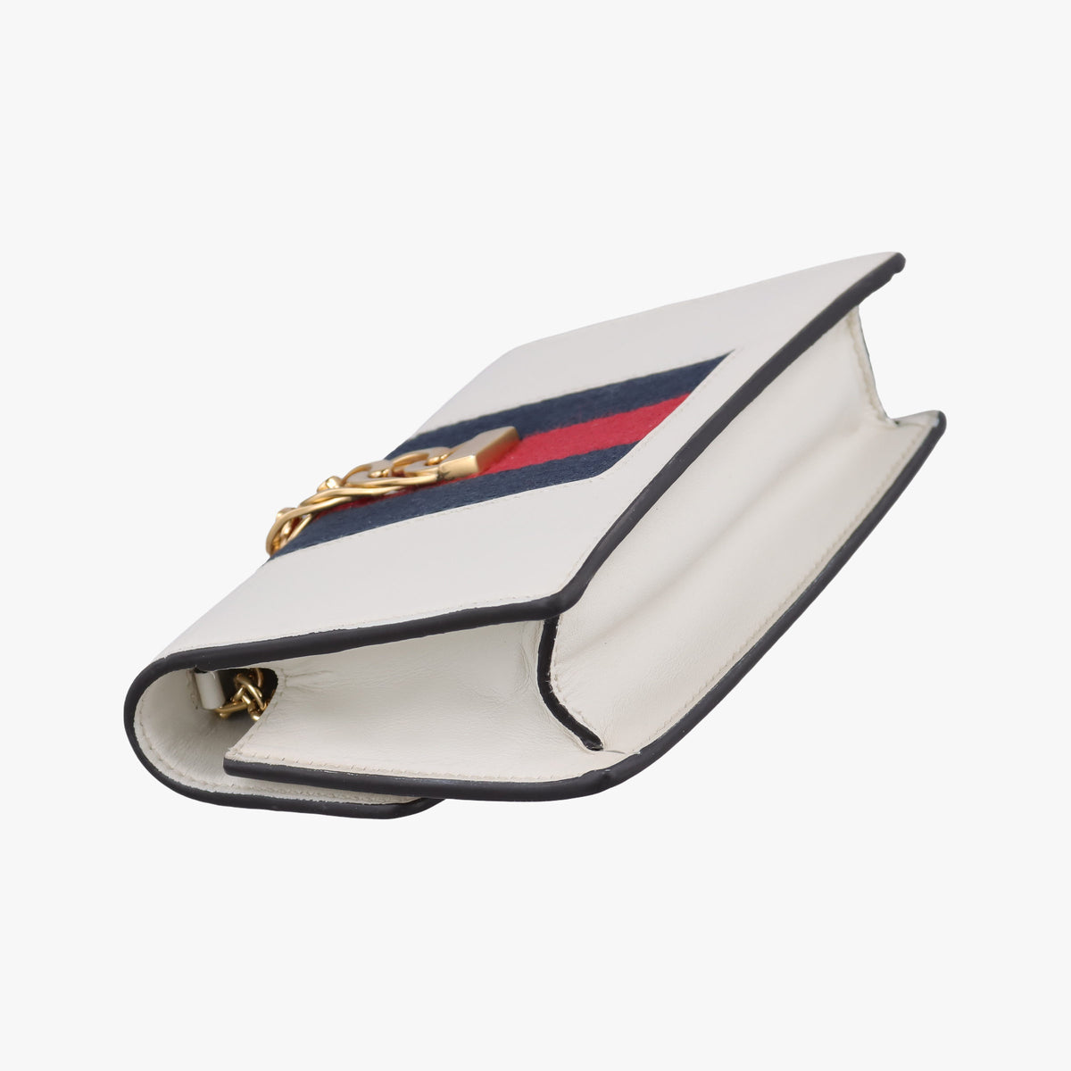 Pre-owned Gucci Sylvie Ivory×Navy×Red Leather 494646 shoulderbag | stylenewstar