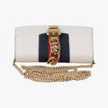 Pre-owned Gucci Sylvie Ivory×Navy×Red Leather 494646 shoulderbag | stylenewstar