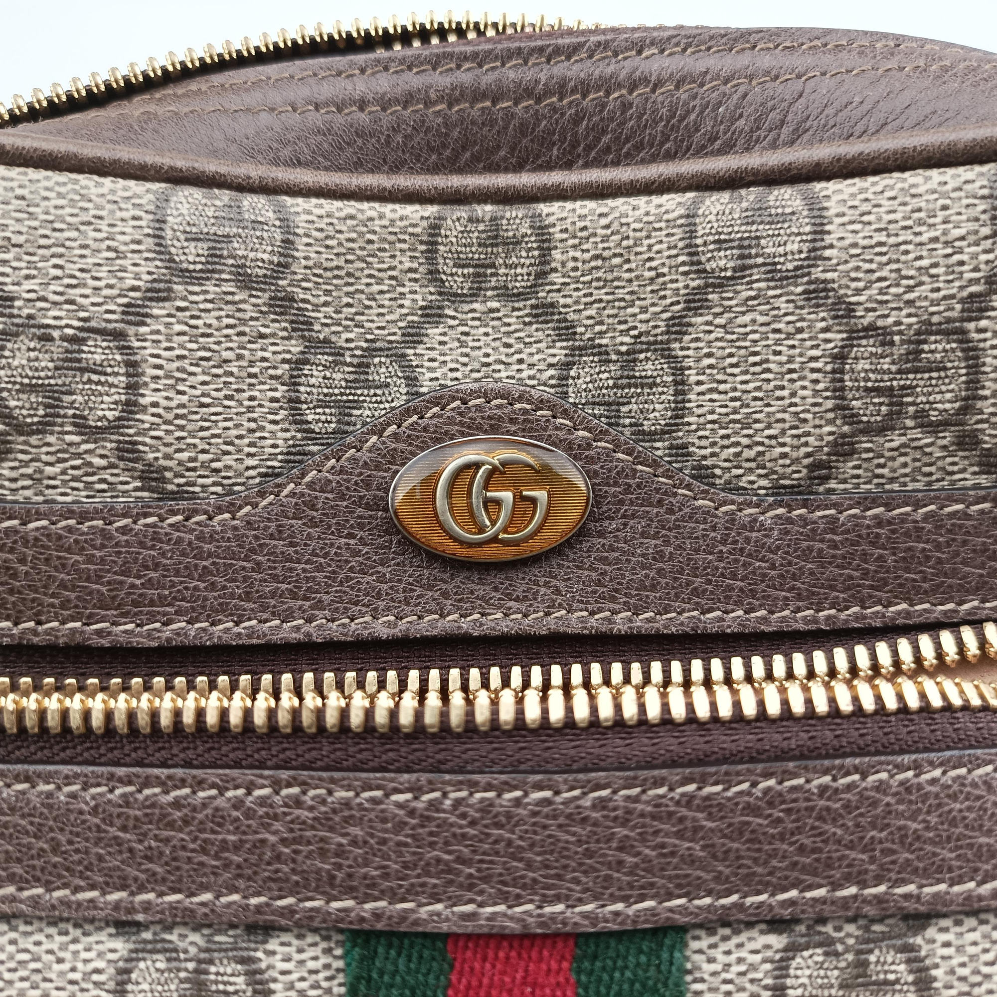 Ophidia Brown PVC coated canvas×Leather 517076 H024289654オフィディア ブラウン PVCコーティングキャンバス×レザー 517076 H024289654