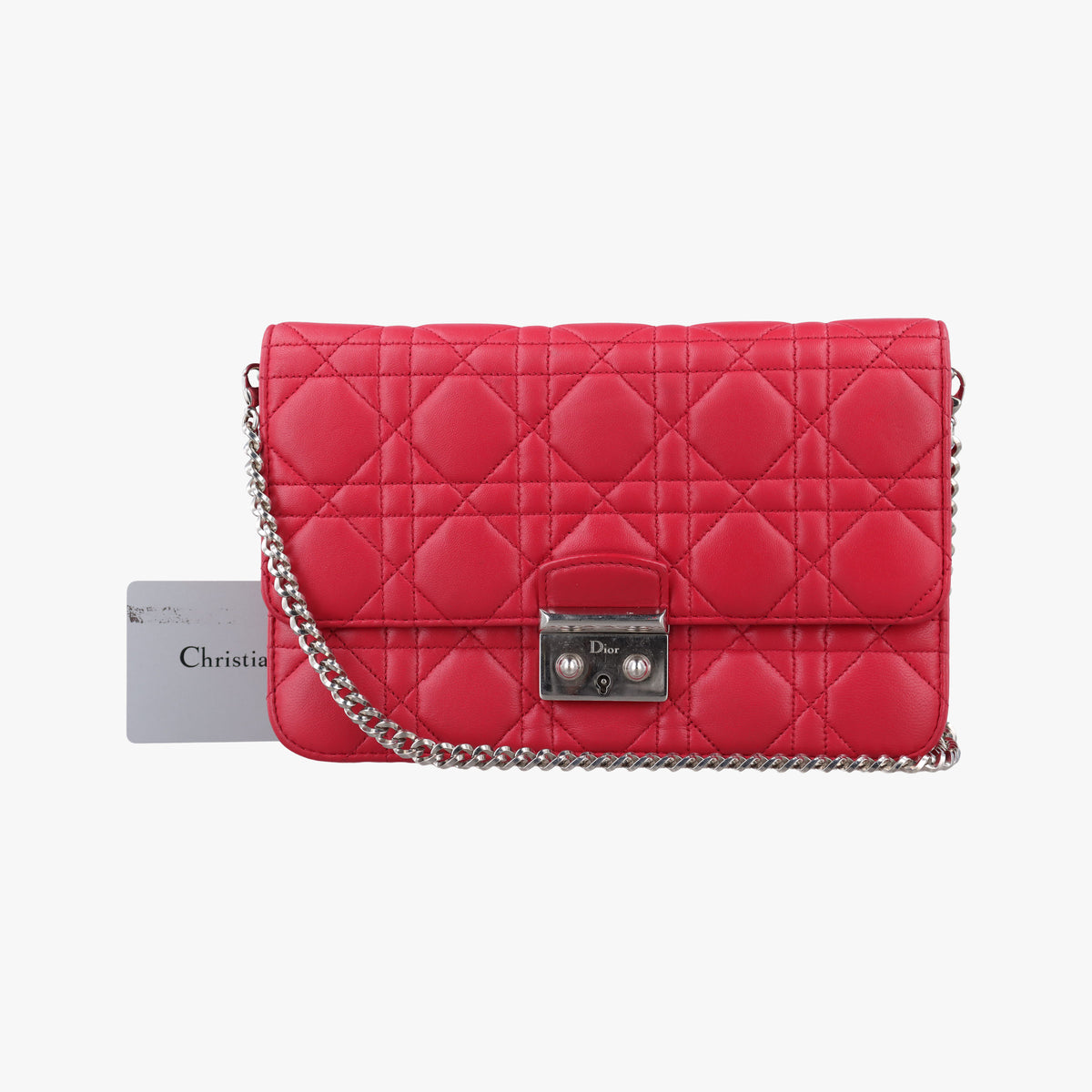 Pre-owned Christian Dior Cannage New Lock Red lambskin  shoulderbag | stylenewstar
