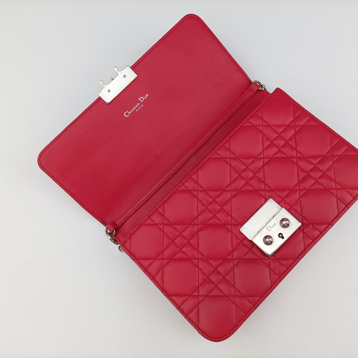 Pre-owned Christian Dior Cannage New Lock Red lambskin  shoulderbag | stylenewstar